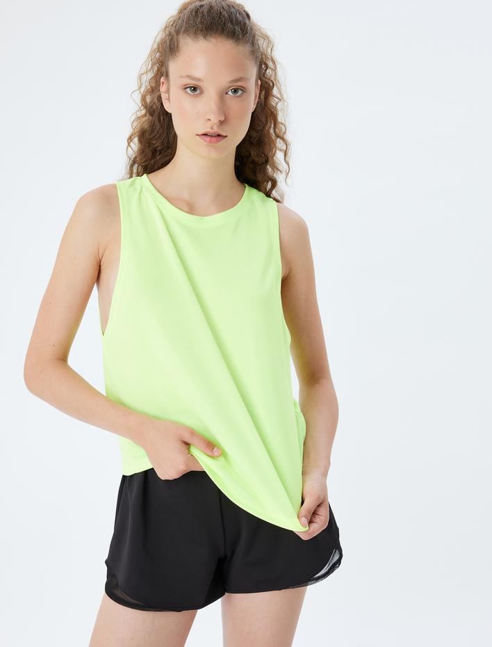  Sporcu Atleti Kolsuz Bisiklet Yaka Sırtı Pencere Detaylı Rahat Kesim