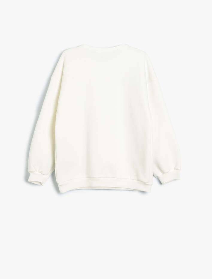 Kız Çocuk Basic Sweat Bisiklet Yaka Uzun Kollu Fiyonk Detaylı Şardonlu