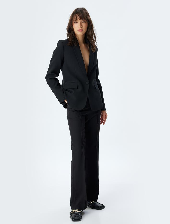  Regular Fit Nervürlü Düz Paça Kumaş Pantolon