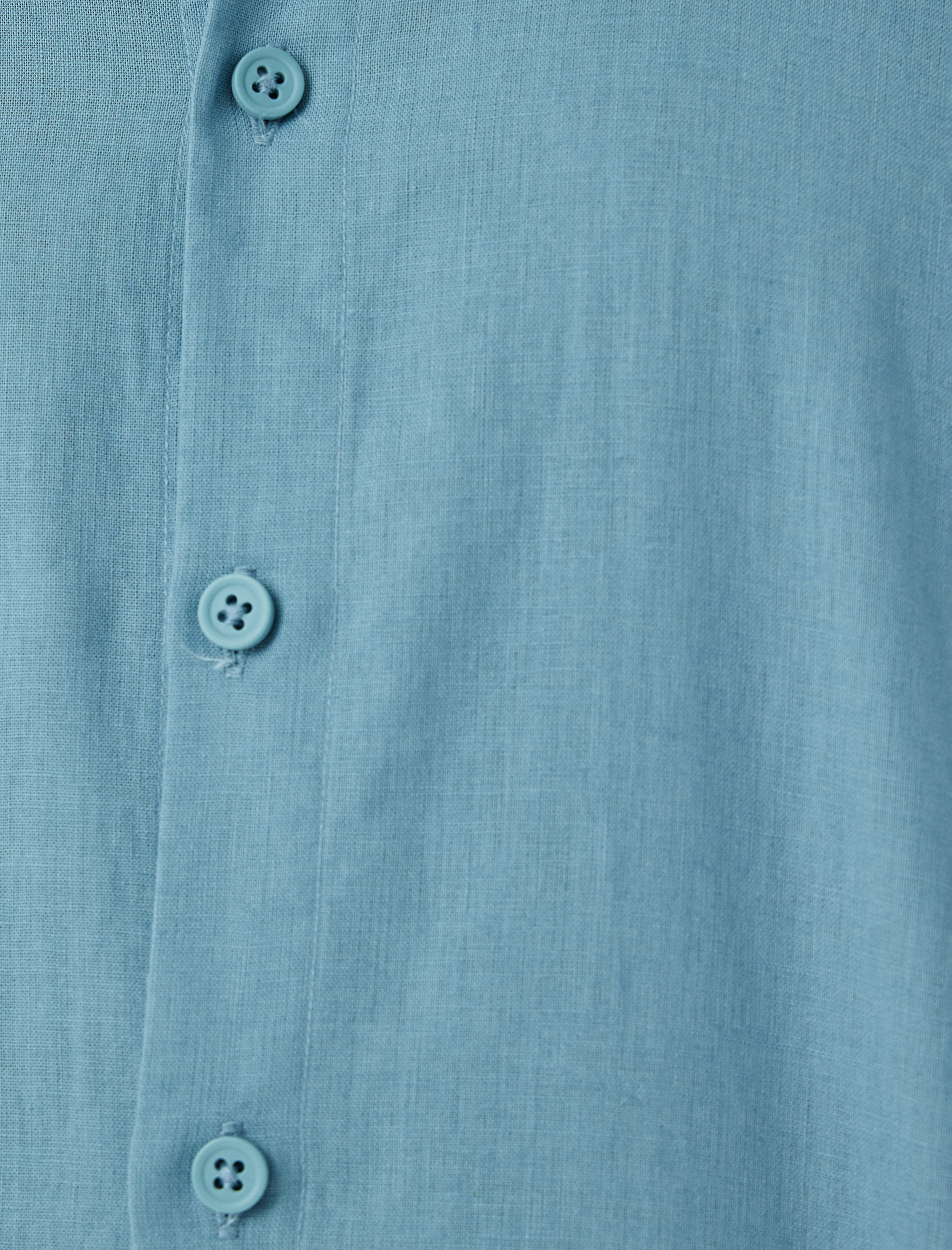   Keten Karışımlı Gömlek Basic Kısa Kollu Regular Fit