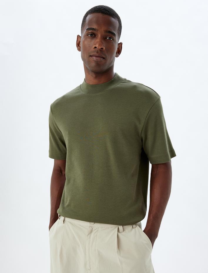  Basic Tişört Balıkçı Yaka Kısa Kollu Pamuklu