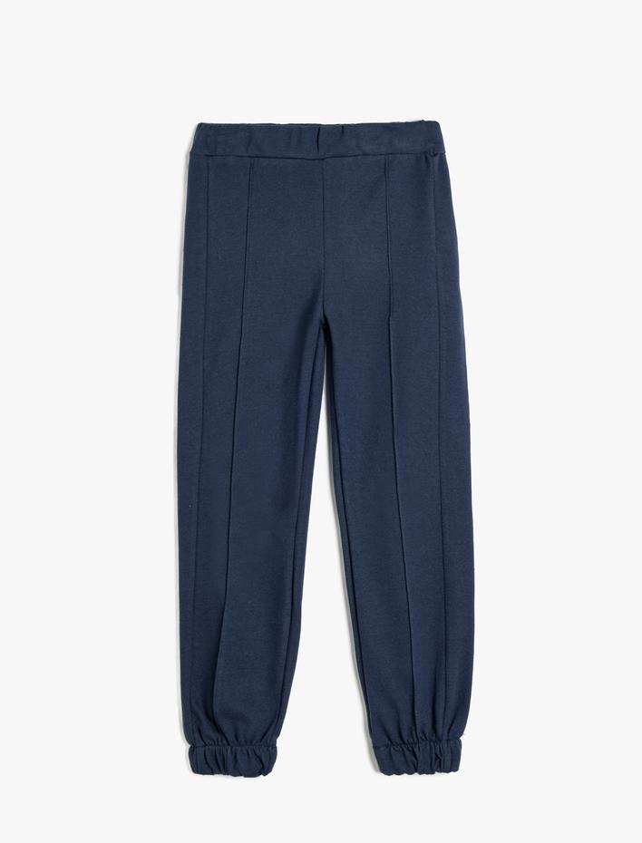 Kız Çocuk Pamuklu Beli Lastikli Şardonlu Basic Jogger Okul Eşofman Altı