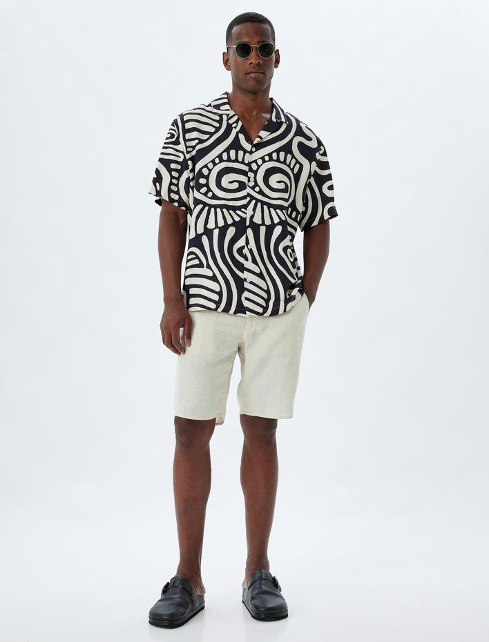  Desenli Viskon Regular Fit Kısa Kollu Gömlek