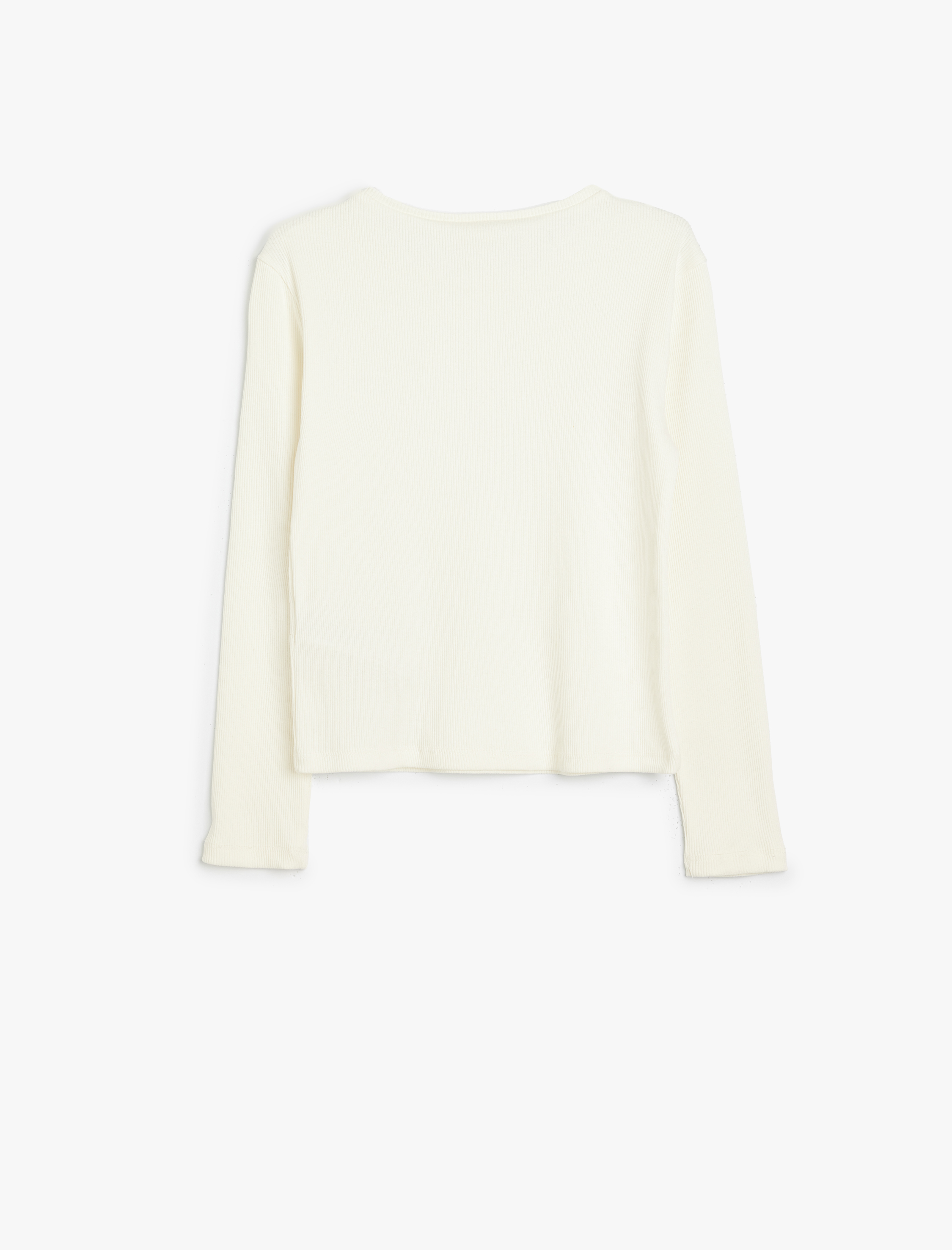  Kız Çocuk Tişört Uzun Kollu Fiyonk Detaylı Bisiklet Yaka Pamuklu