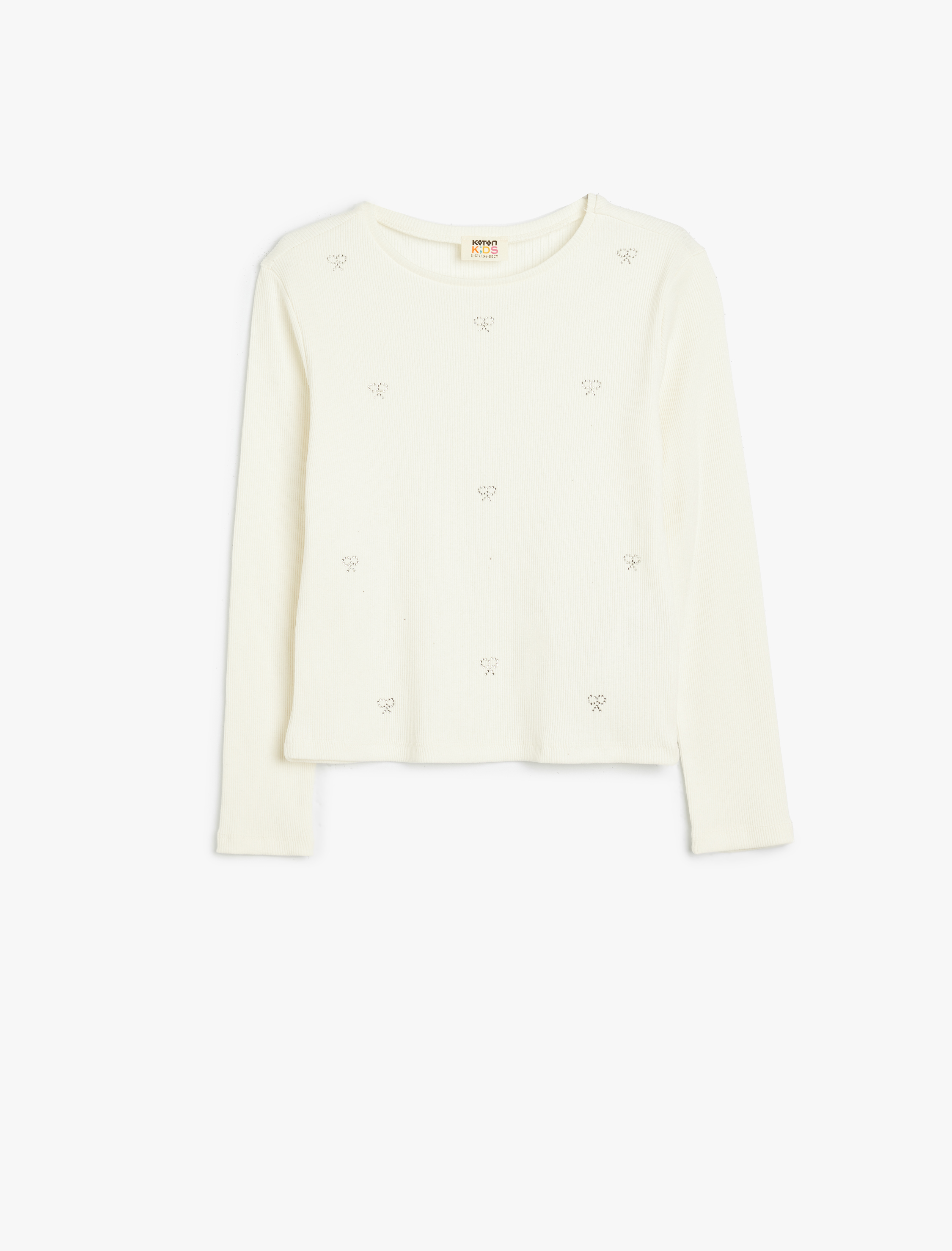  Kız Çocuk Tişört Uzun Kollu Fiyonk Detaylı Bisiklet Yaka Pamuklu