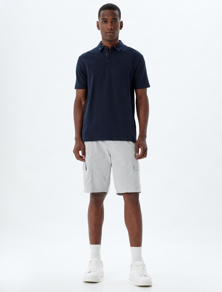  Chino Şort Bermuda Kargo Cep Detaylı Beli Bağcıklı Pamuklu