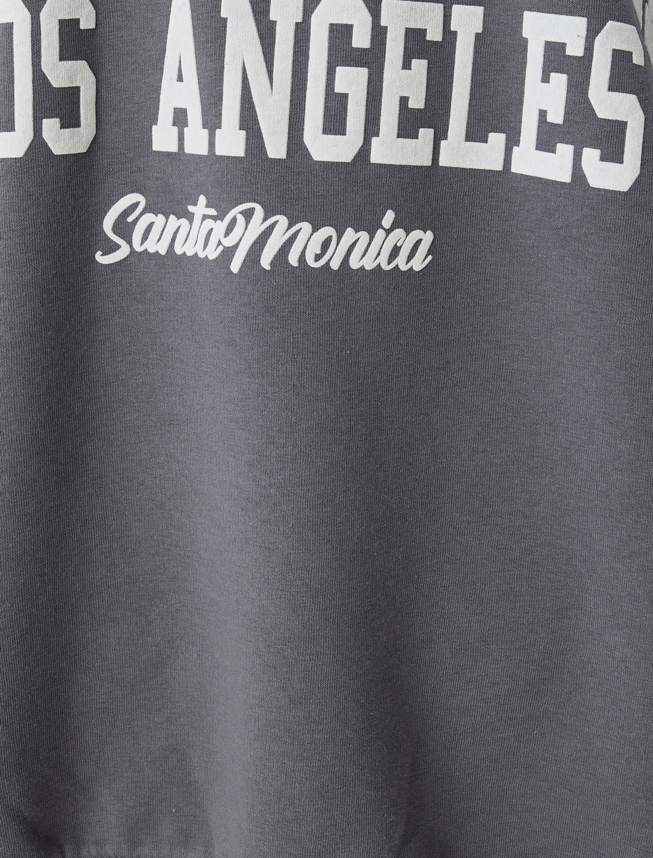 Şardonlu Oversize Sweatshirt Kolej Baskılı Bisiklet Yaka Uzun Kollu