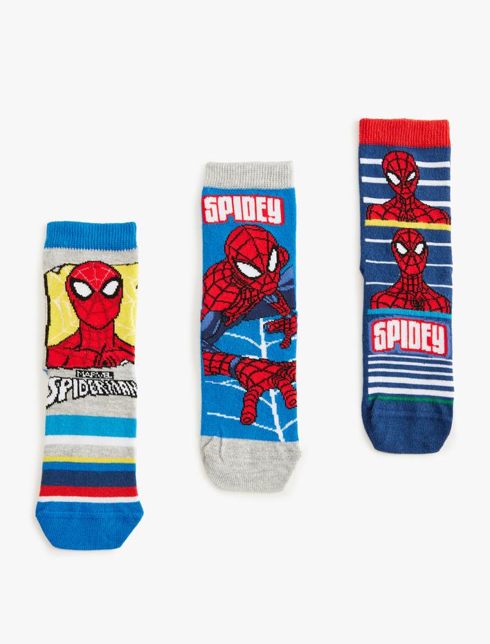 Erkek Çocuk 3'lü Örümcek Adam Çorap Seti Lisanslı