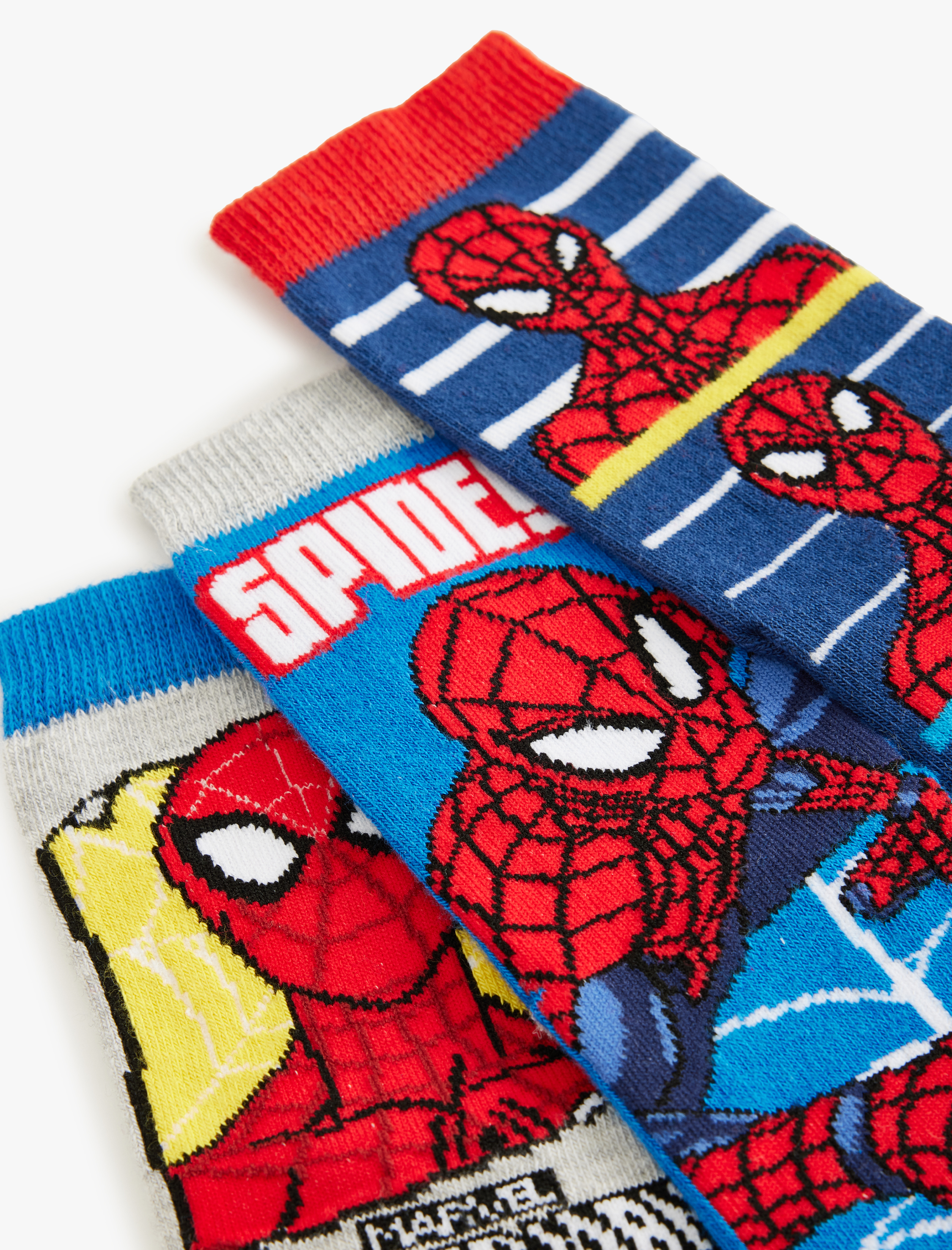  Erkek Çocuk 3'lü Örümcek Adam Çorap Seti Lisanslı