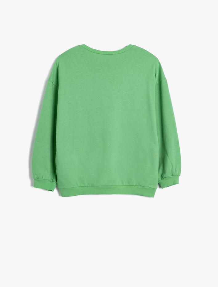 Kız Çocuk Sweatshirt Şehir Baskılı Uzun Kollu Bisiklet Yaka Pamuklu Şardonlu