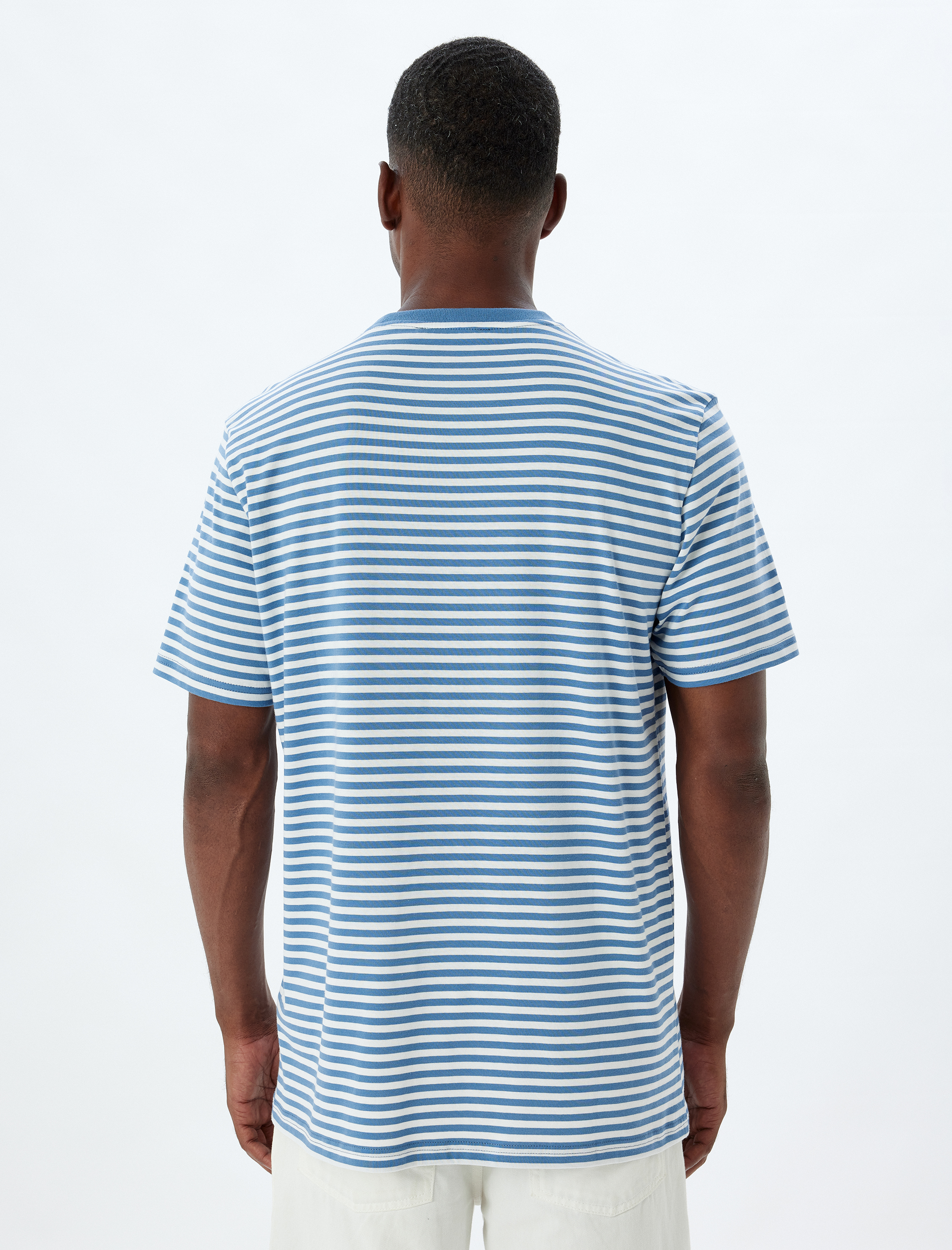   Bisiklet Yaka Tişört Slogan İşlemeli Kısa Kollu Biyeli Pamuklu