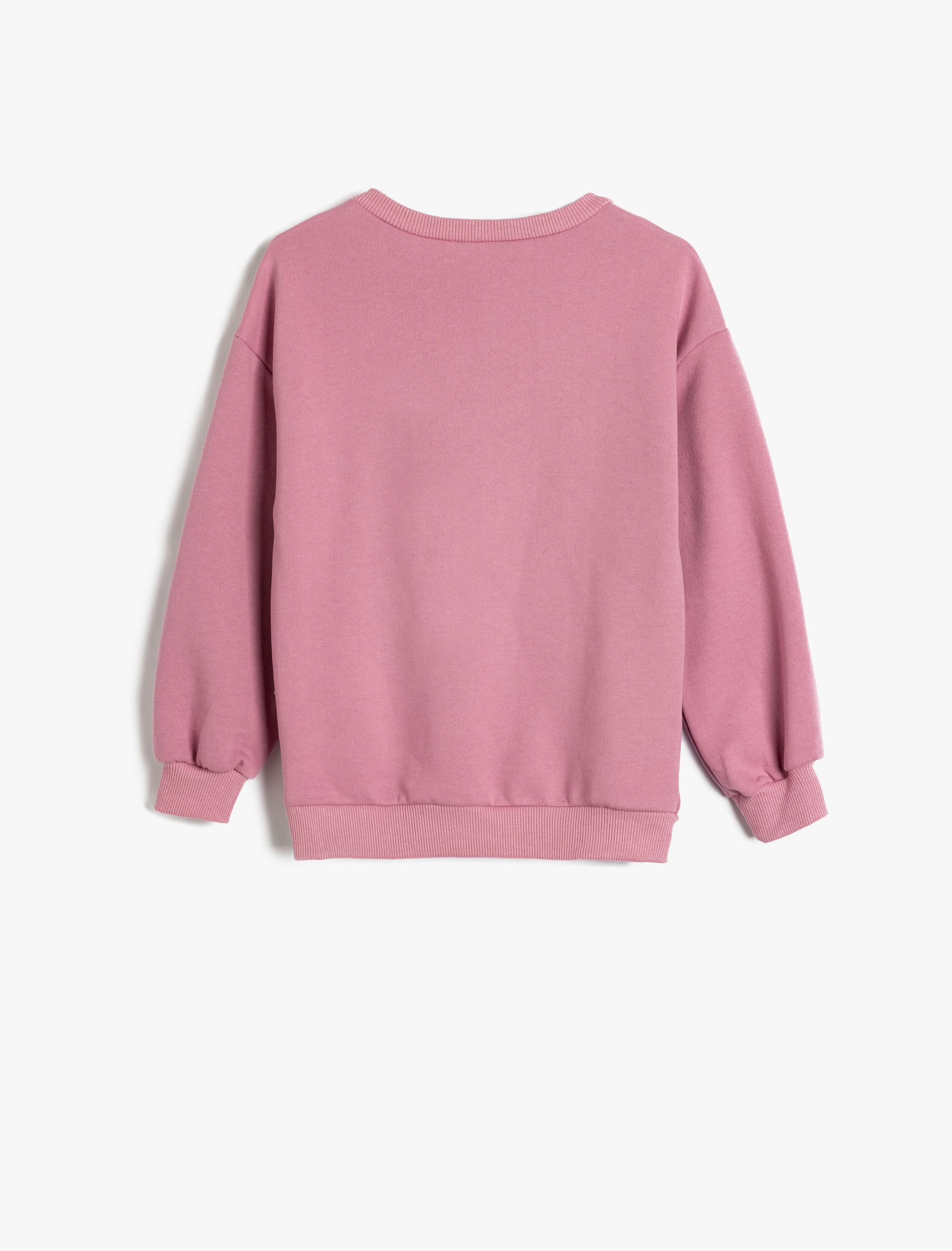  Kız Çocuk Sweatshirt Kelebek Baskılı Uzun Kollu Bisiklet Yaka Şardonlu