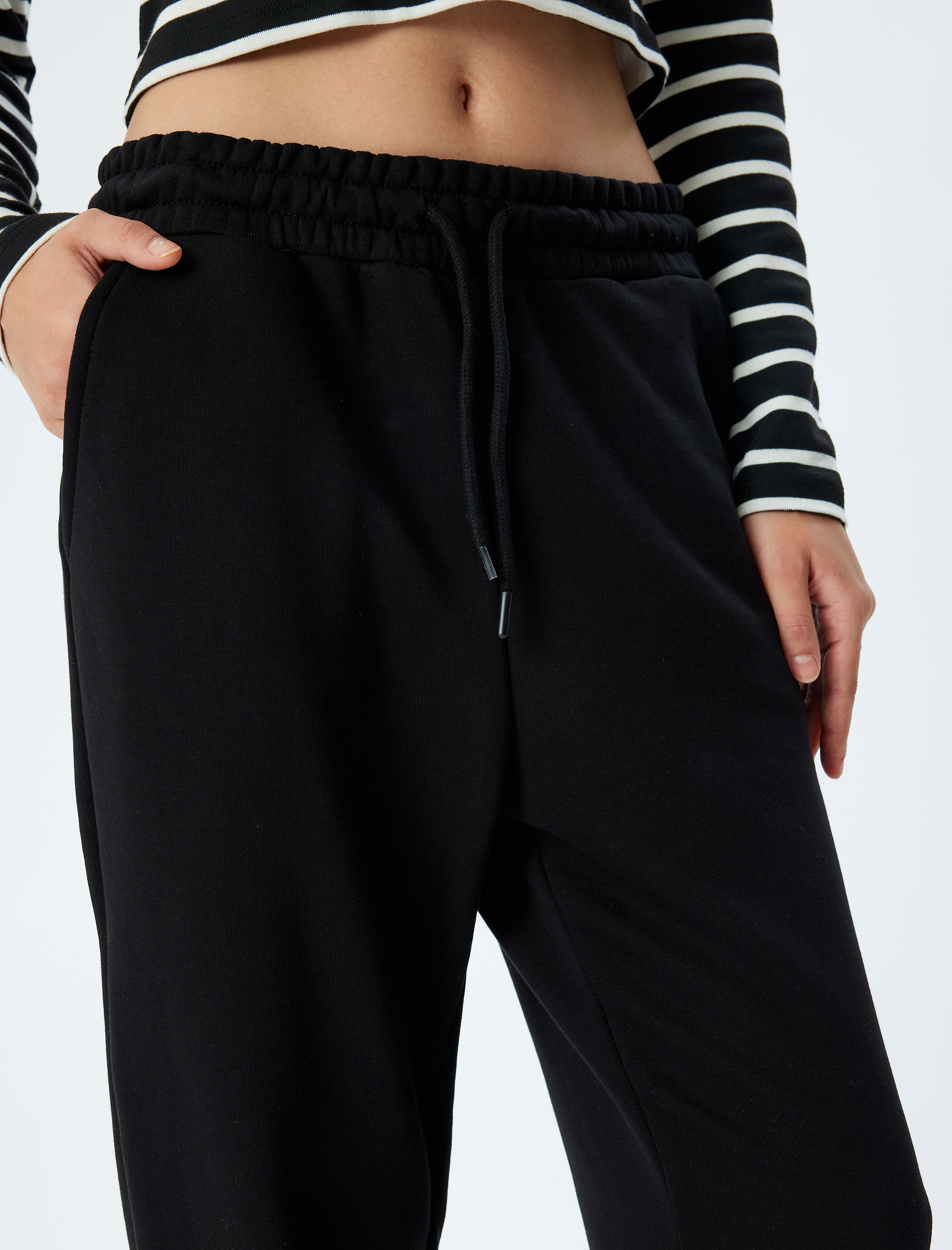   Cepli Beli Bağcıklı Regular Fit Jogger Eşofman Altı