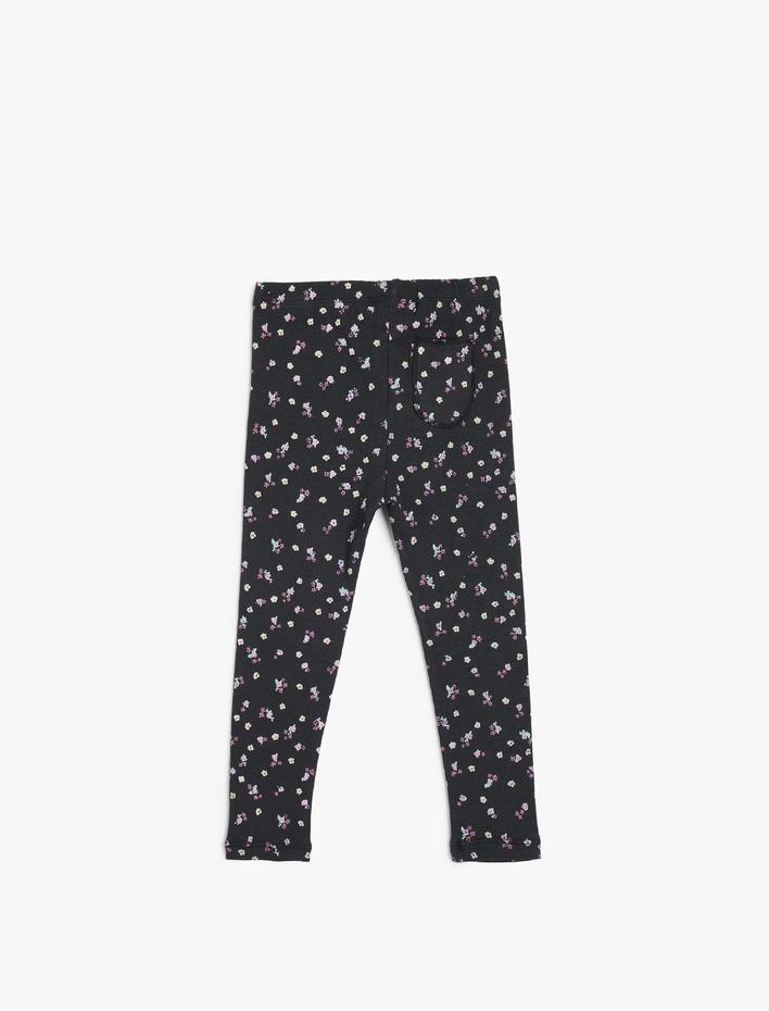 Kız Bebek Çiçekli Tayt Beli Lastikli Pamuklu Ribanalı