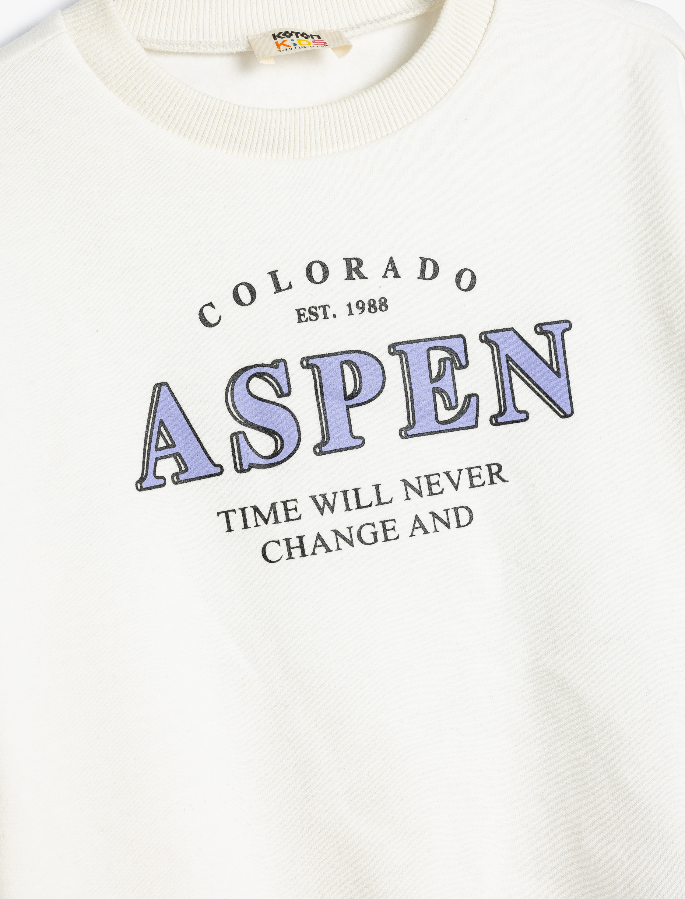  Kız Çocuk Sweatshirt Slogan Baskılı Uzun Kollu Bisiklet Yaka Pamuklu Şardonlu