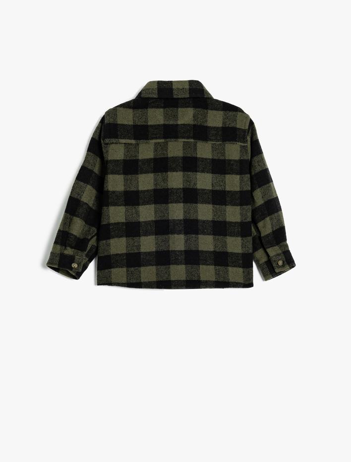 Erkek Bebek Oduncu Gömleği Tek Cep Detaylı Uzun Kollu