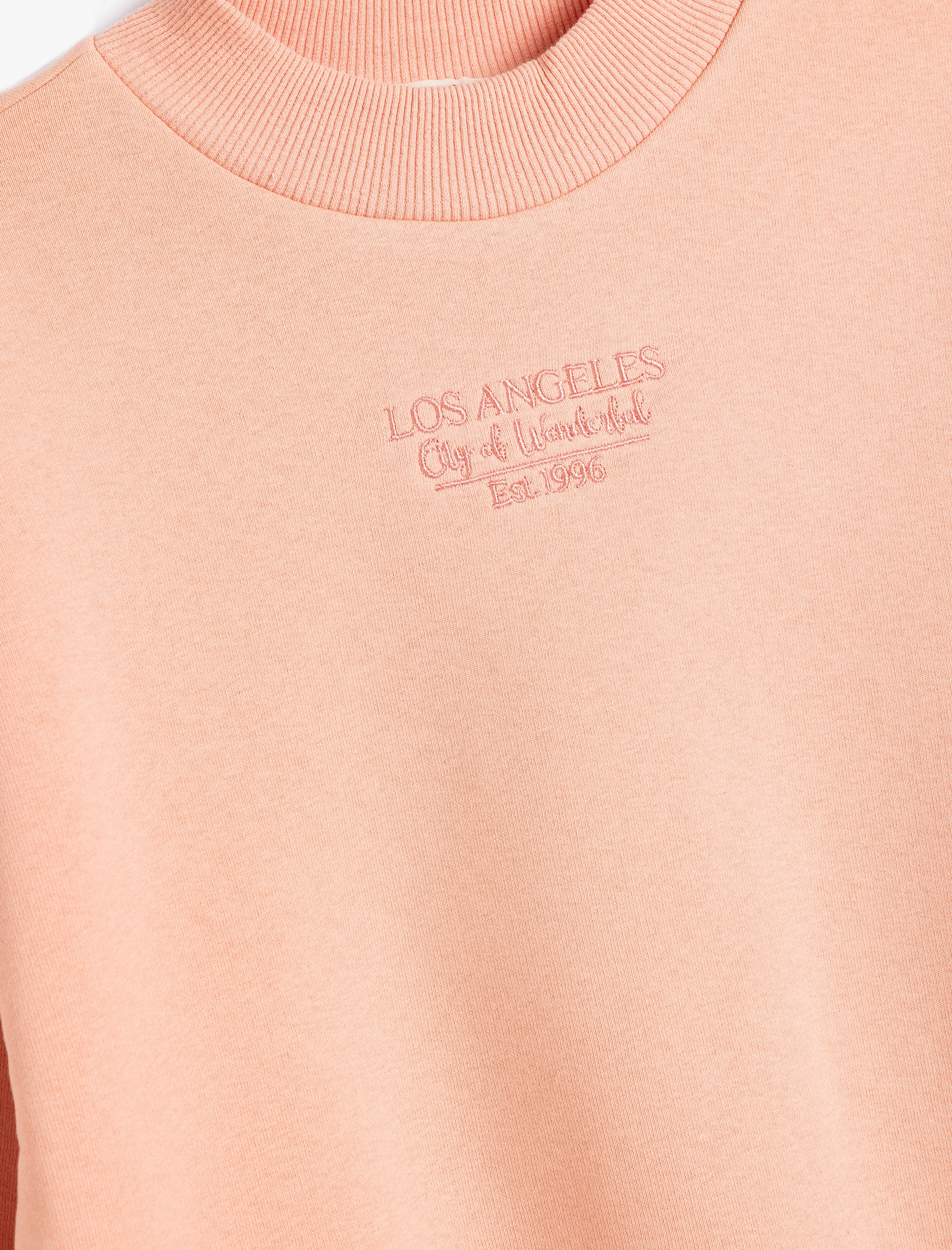  Kız Çocuk Sweatshirt Uzun Kollu Dik Yaka Slogan İşlemeli Pamuklu Şardonlu