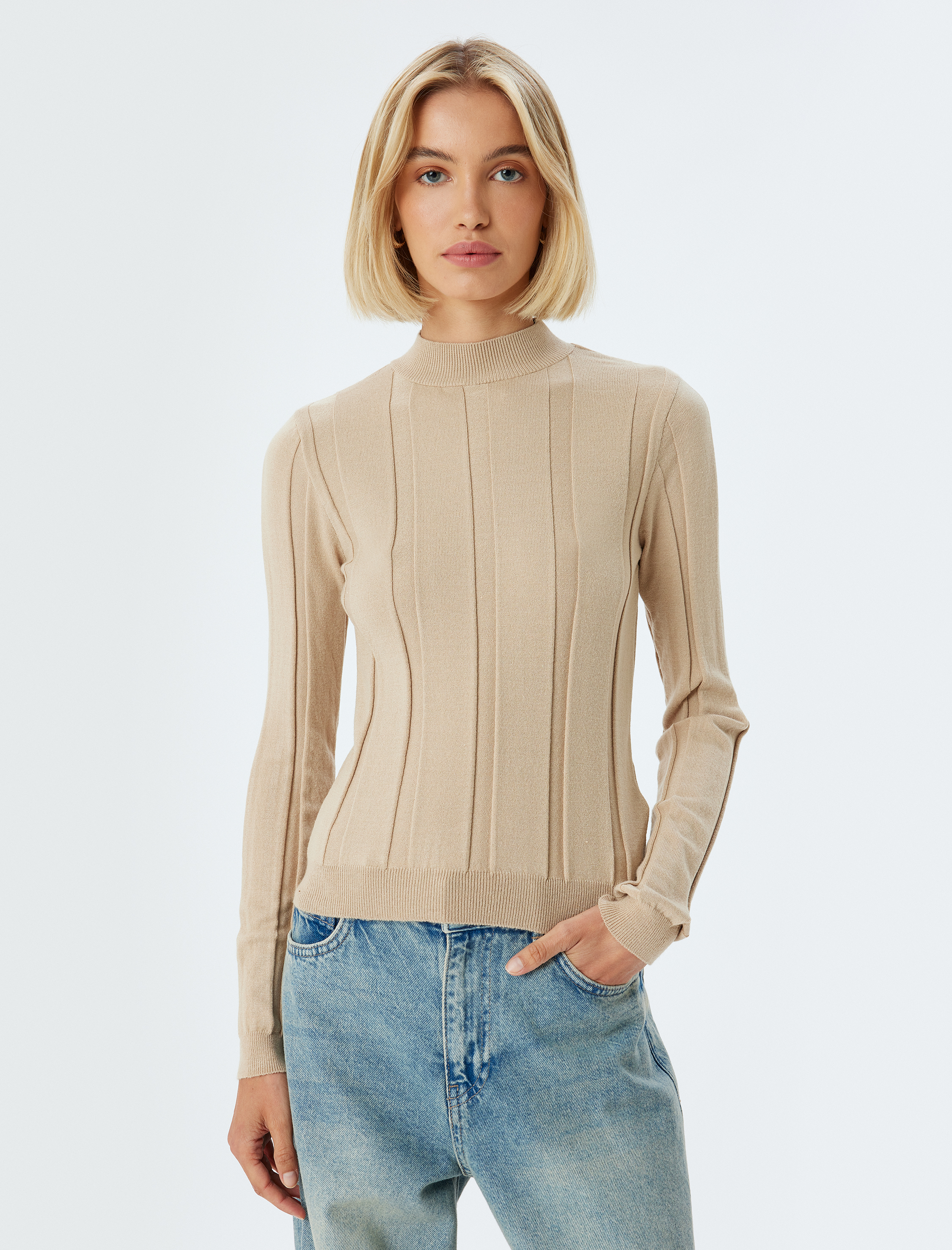   Triko Kazak Dik Yaka Dokulu Uzun Kollu