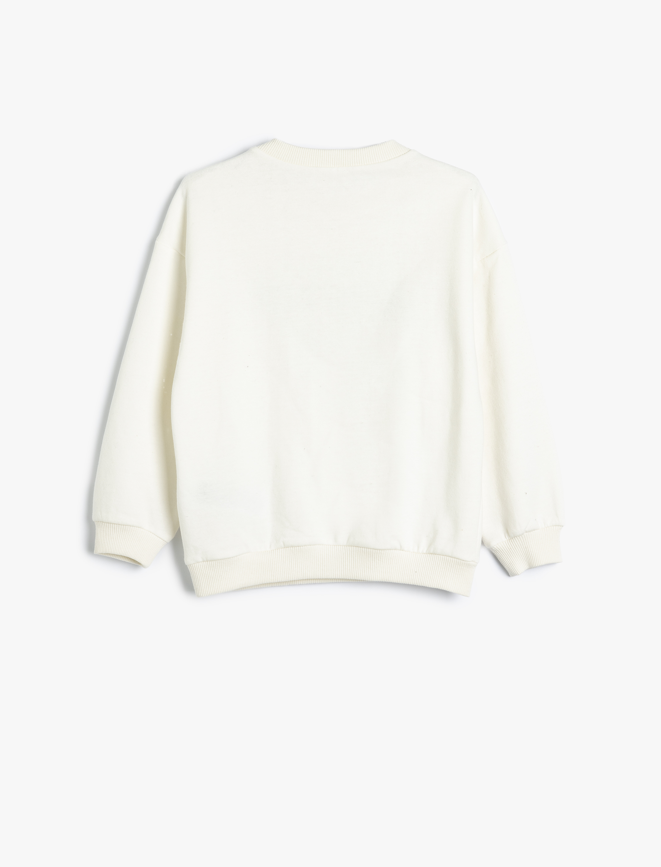  Kız Çocuk Sweatshirt Slogan Baskılı Uzun Kollu Bisiklet Yaka Pamuklu Şardonlu