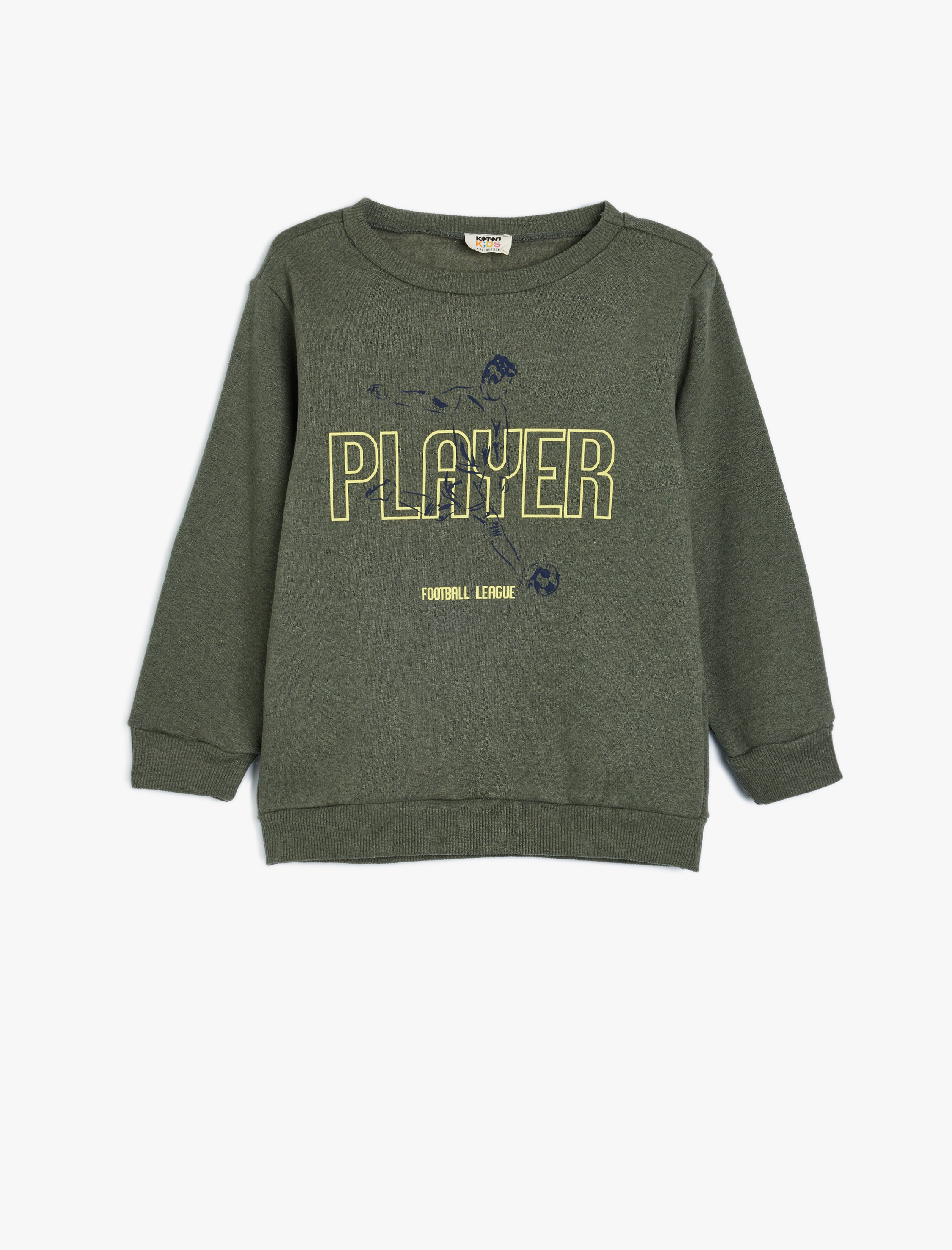Koton Sweatshirt Uzun Kollu Bisiklet Yaka Futbol Temalı Baskı Detaylı Şardonlu -1