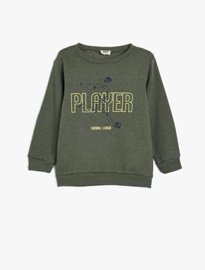 Sweatshirt Uzun Kollu Bisiklet Yaka Futbol Temalı Baskı Detaylı