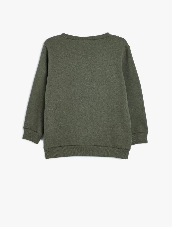 Erkek Çocuk Sweatshirt Uzun Kollu Bisiklet Yaka Futbol Temalı Baskı Detaylı Şardonlu