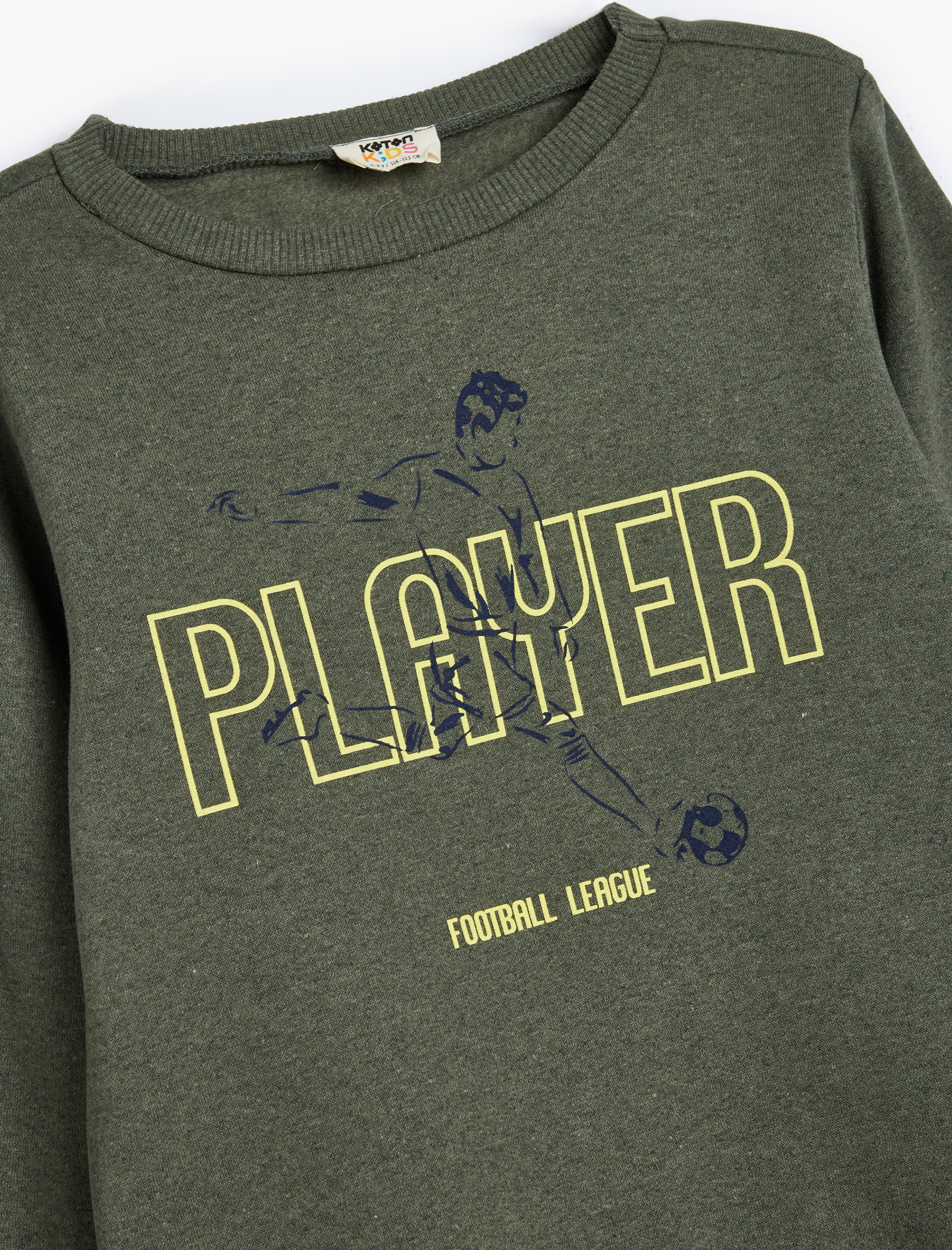  Erkek Çocuk Sweatshirt Uzun Kollu Bisiklet Yaka Futbol Temalı Baskı Detaylı Şardonlu