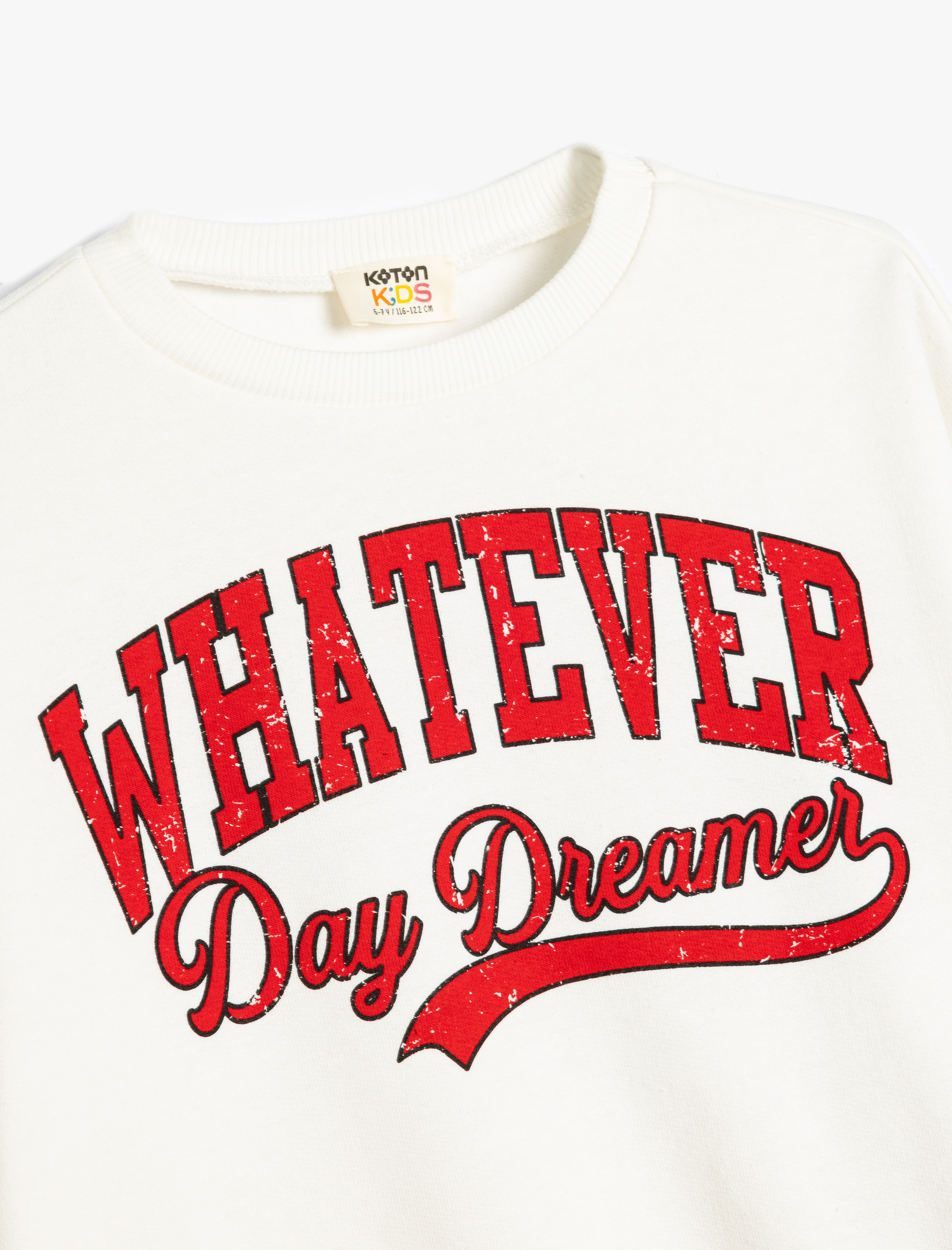  Kız Çocuk Sweatshirt Slogan Baskılı Uzun Kollu Bisiklet Yaka Pamuklu Şardonlu