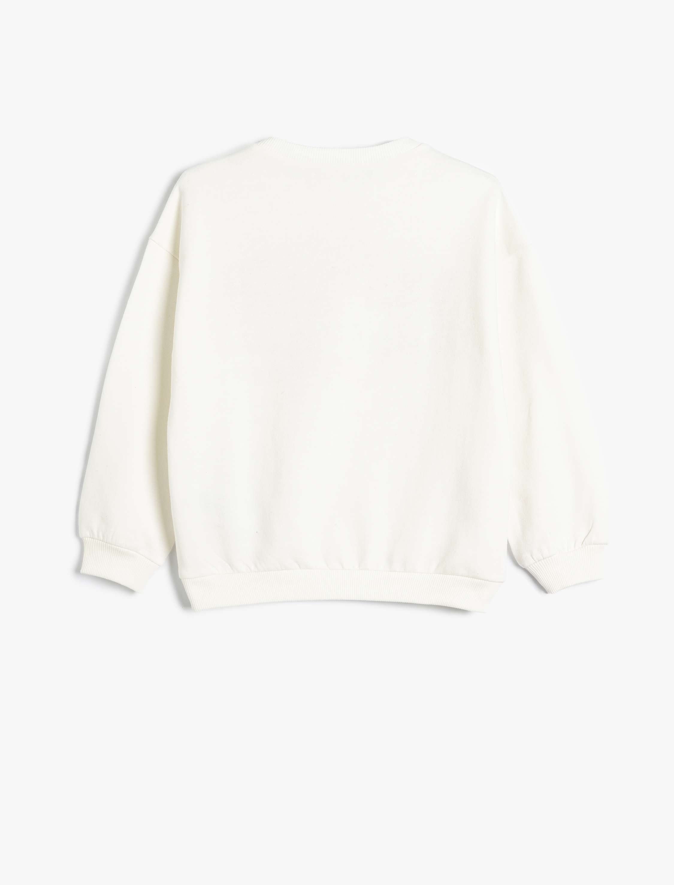  Kız Çocuk Sweatshirt Slogan Baskılı Uzun Kollu Bisiklet Yaka Pamuklu Şardonlu