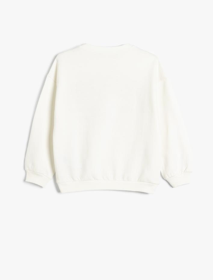 Kız Çocuk Sweatshirt Slogan Baskılı Uzun Kollu Bisiklet Yaka Pamuklu Şardonlu