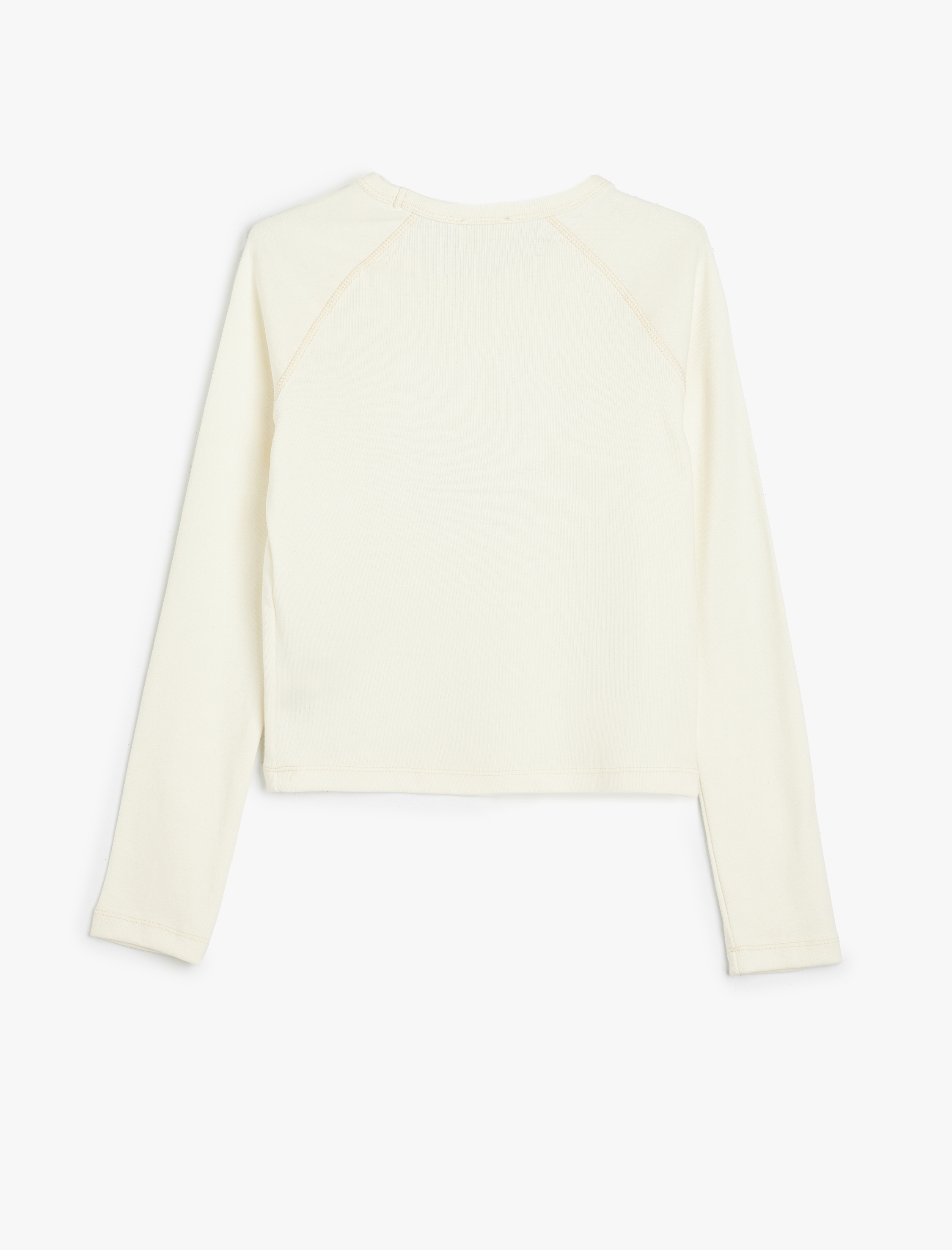  Kız Çocuk Tişört Uzun Kollu Aplike Detaylı Bisiklet Yaka Pamuklu