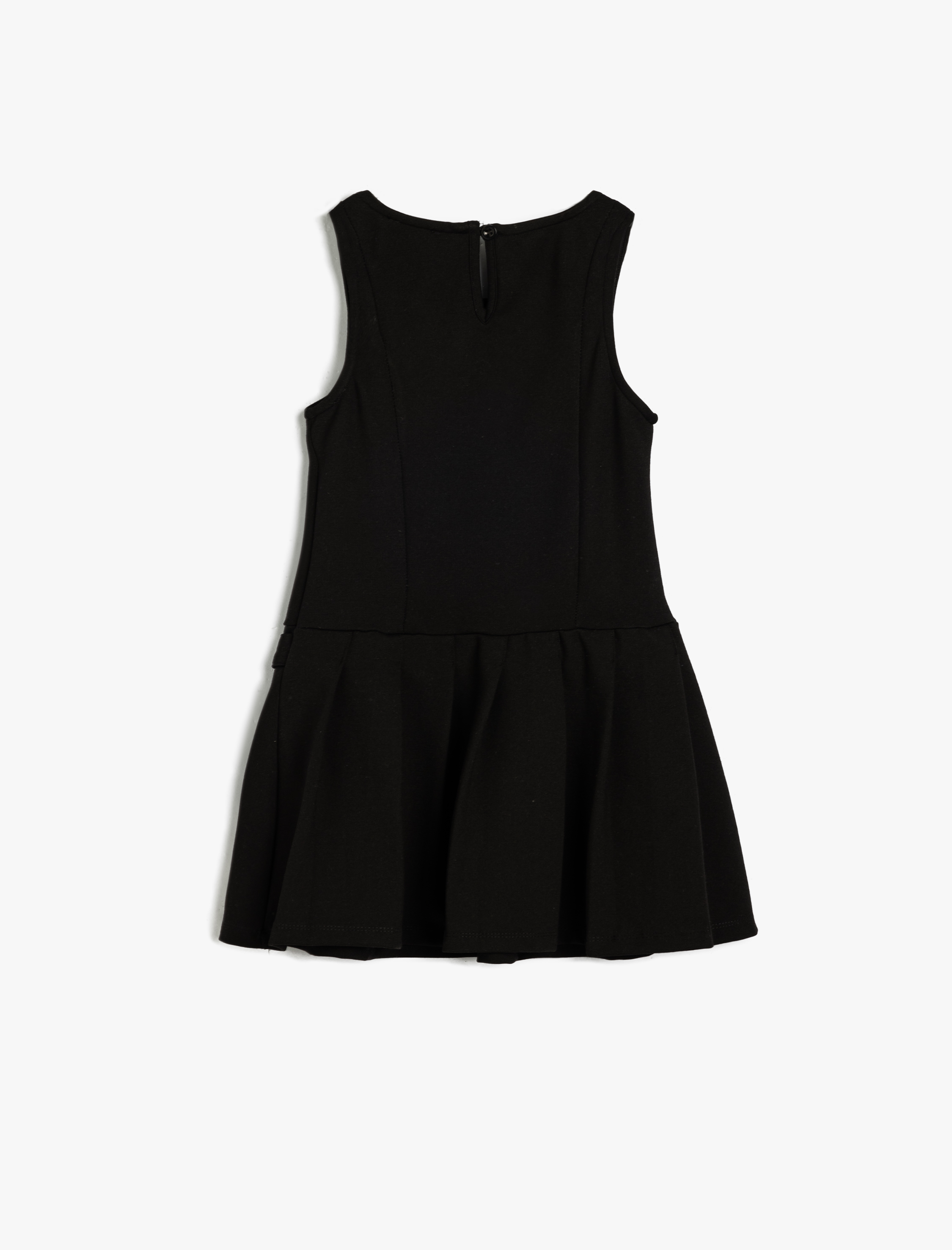 Kız Çocuk Jile Elbise Kolsuz Yuvarlak Yaka Toka Detaylı Viskon Kumaş