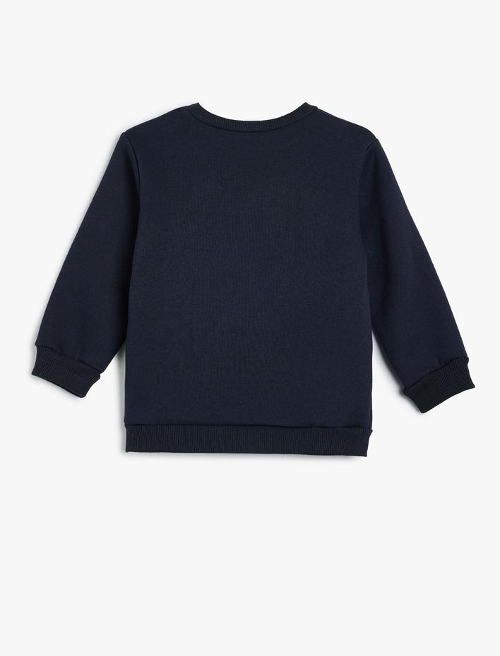 Erkek Çocuk Dinozorlu Sweatshirt Bisiklet Yaka Uzun Kollu Şardonlu