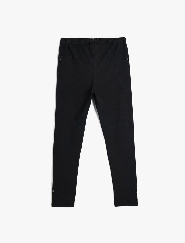 Kız Çocuk Yıldız Baskılı Tayt Beli Lastikli Pamuklu