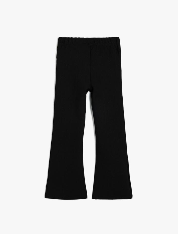 Kız Çocuk İspanyol Paça Pantolon Viskon Karışımlı Fermuar Detaylı