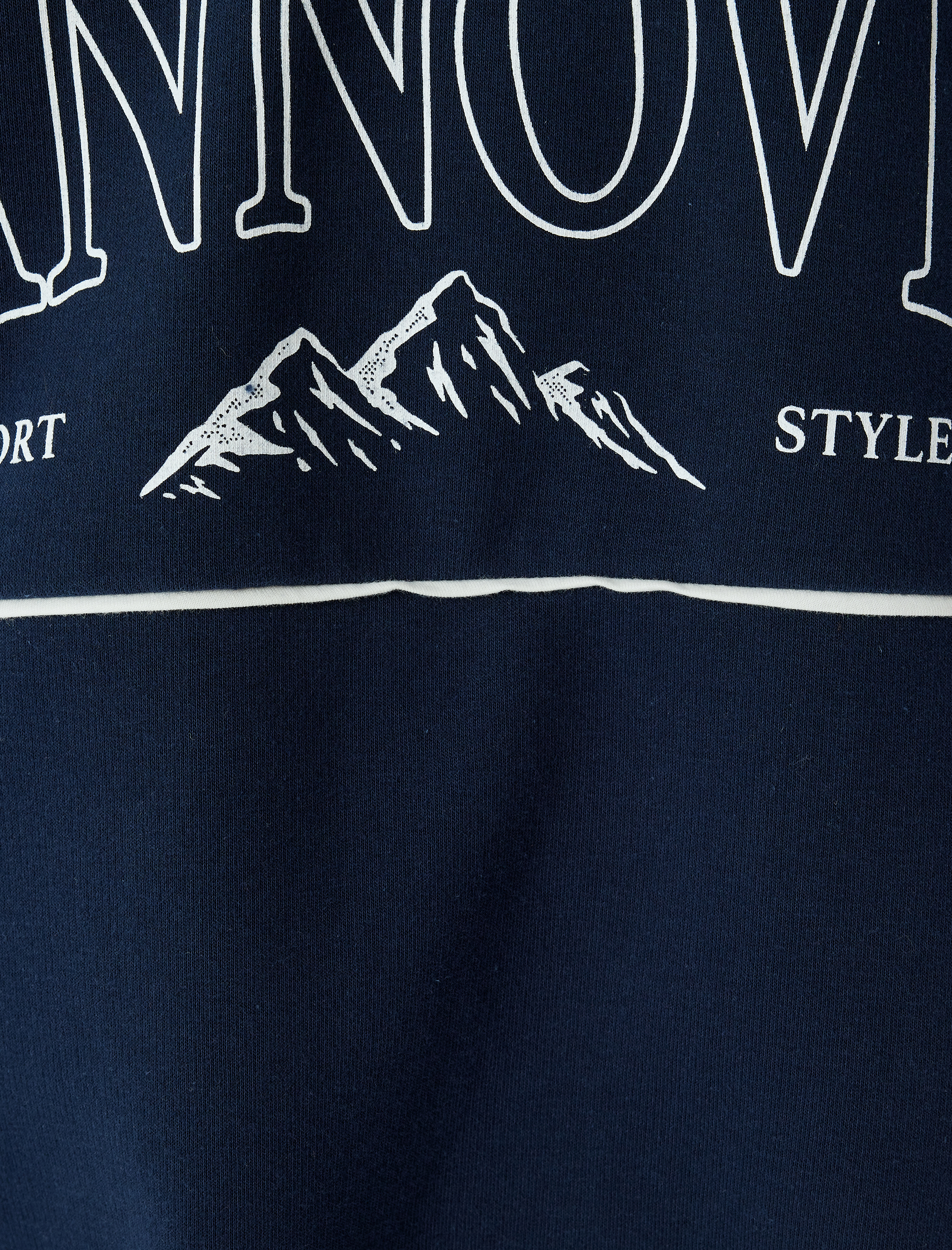   Şardonlu Oversize Sweatshirt Yarım Fermuarlı Kolej Baskılı Dik Yaka