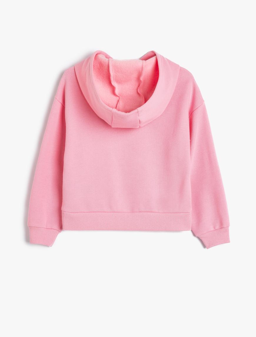  Kız Çocuk Basic Kapşonlu Sweatshirt Uzun Kollu Pamuklu