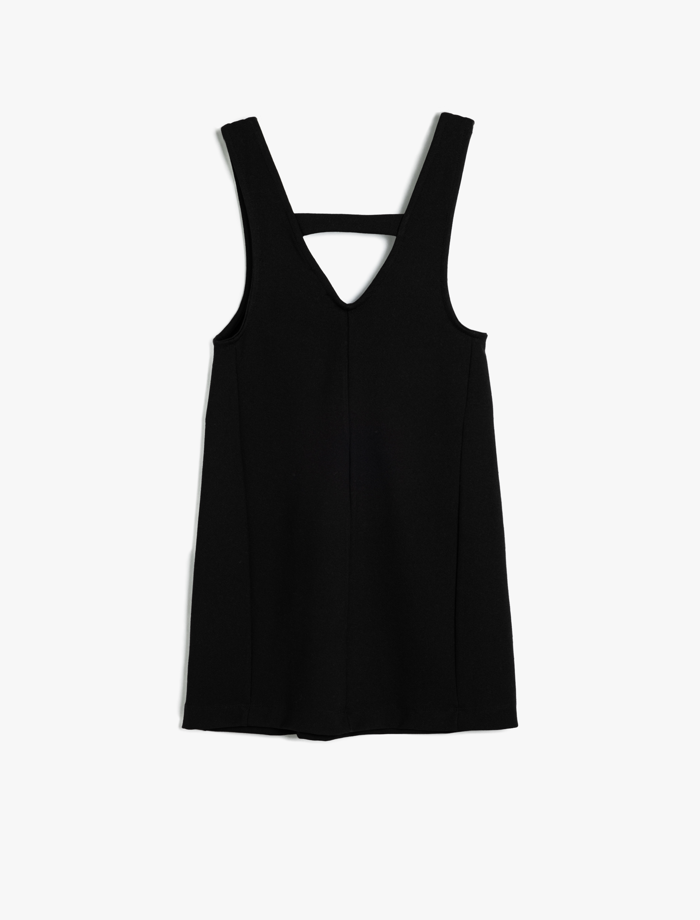  Kız Çocuk V Yaka Cep Detaylı Viskon Karışımlı Askılı Elbise