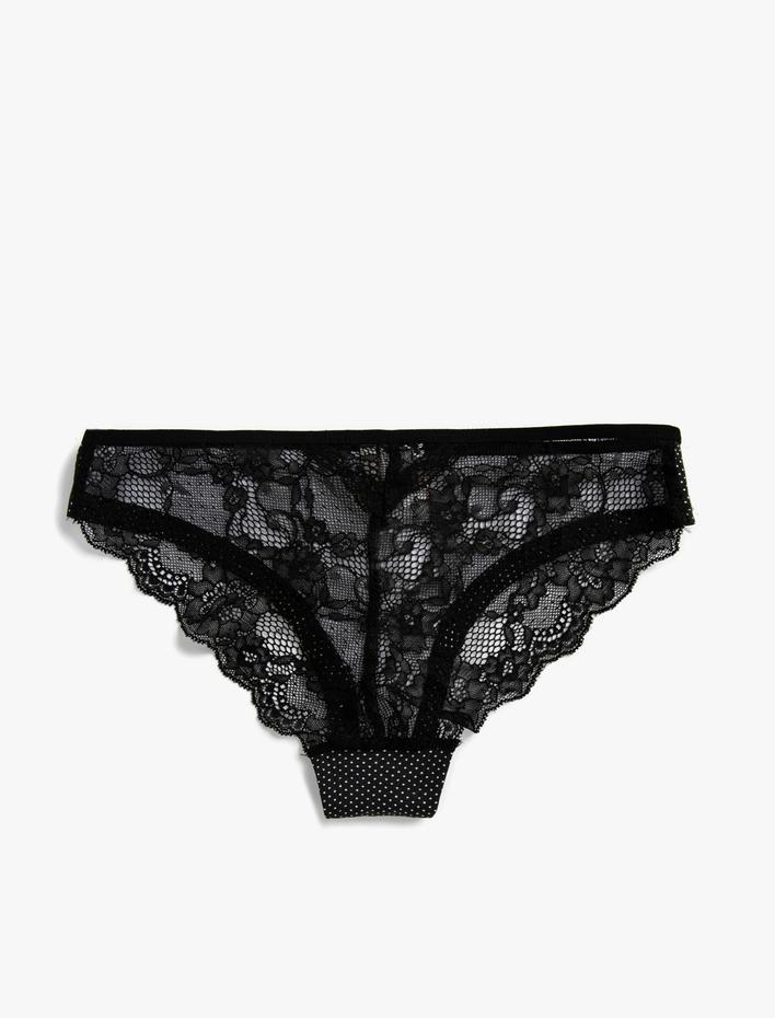  Pamuklu Dantel Detaylı Brazilian Külot