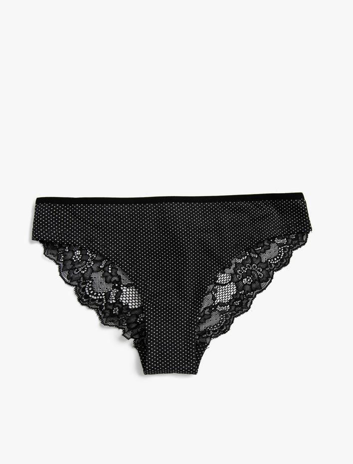  Pamuklu Dantel Detaylı Brazilian Külot