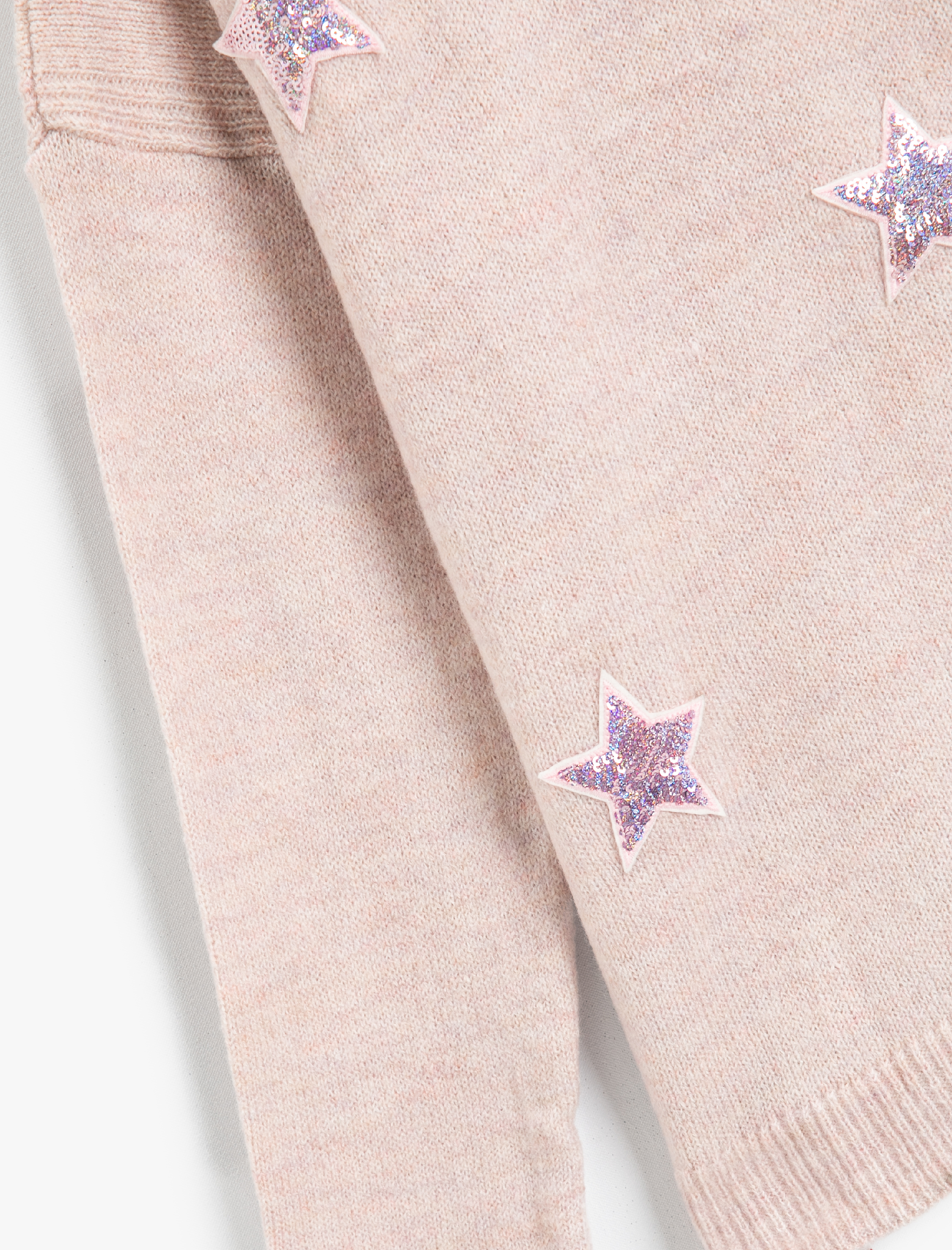  Kız Çocuk Yıldız Pul Payet İşlemeli Kapşonlu Tiriko Uzun Kollu Kazak