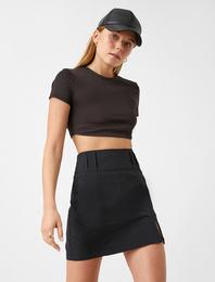 Yırtmaçlı Mini Etek