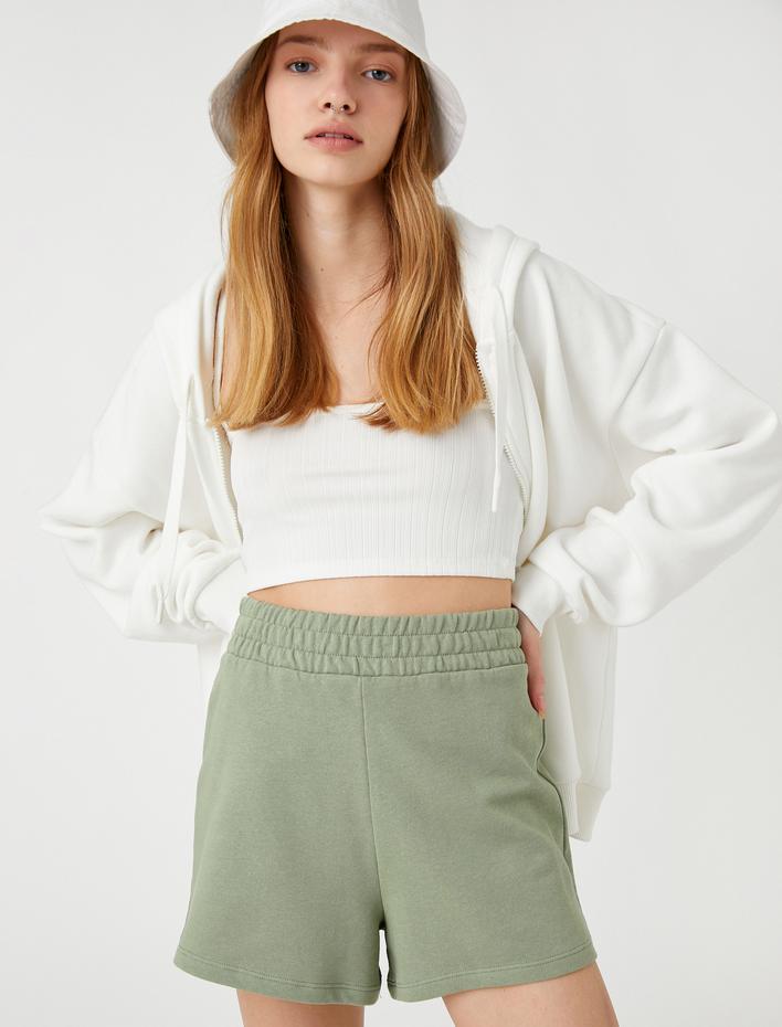  Rahat Kesim Şort Beli Kalın Lastikli