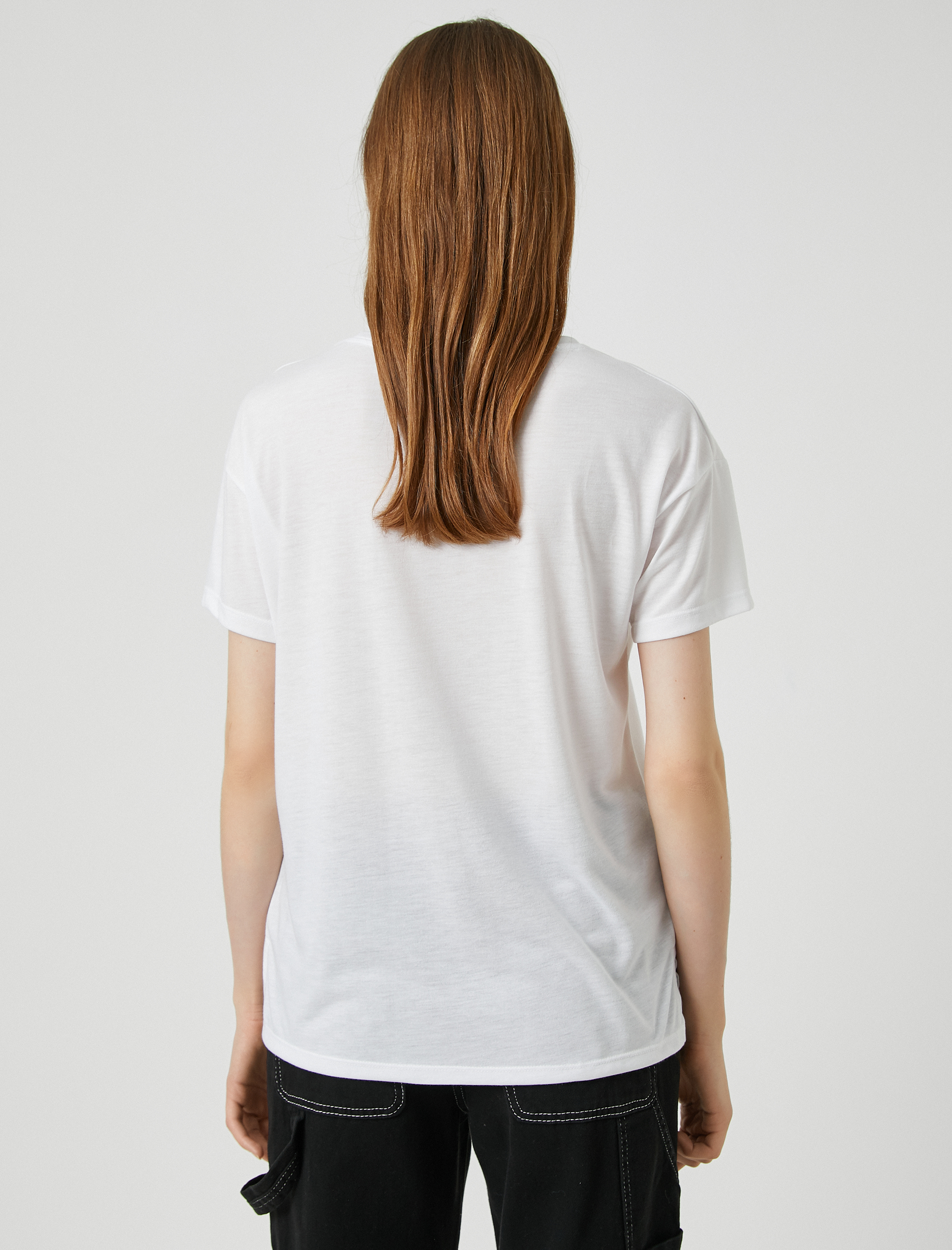   Parlak Baskılı Tişört Kısa Kollu Bisiklet Yaka