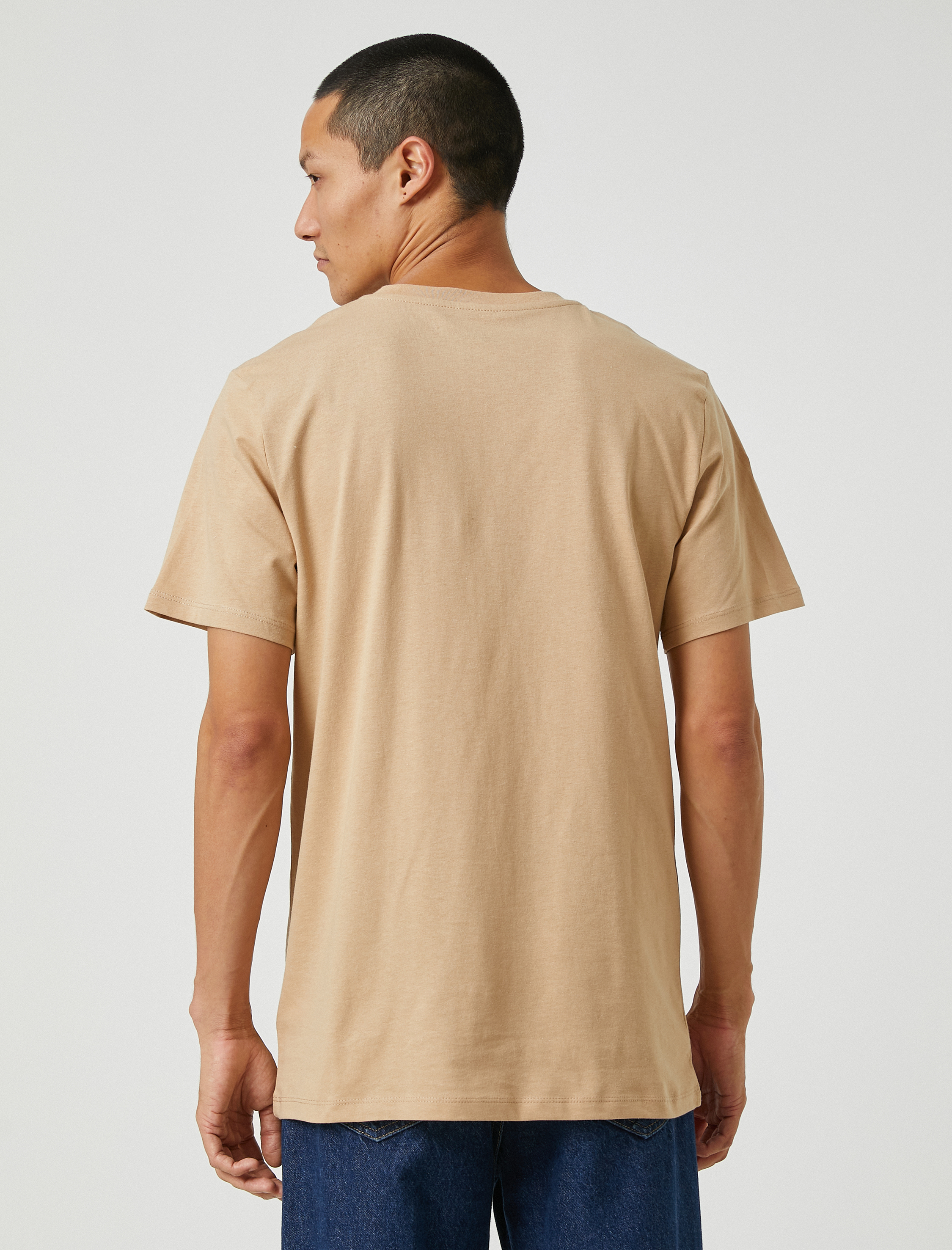 Basic Tişört Slim Fit Bisiklet Yaka Kısa Kollu Pamuklu
