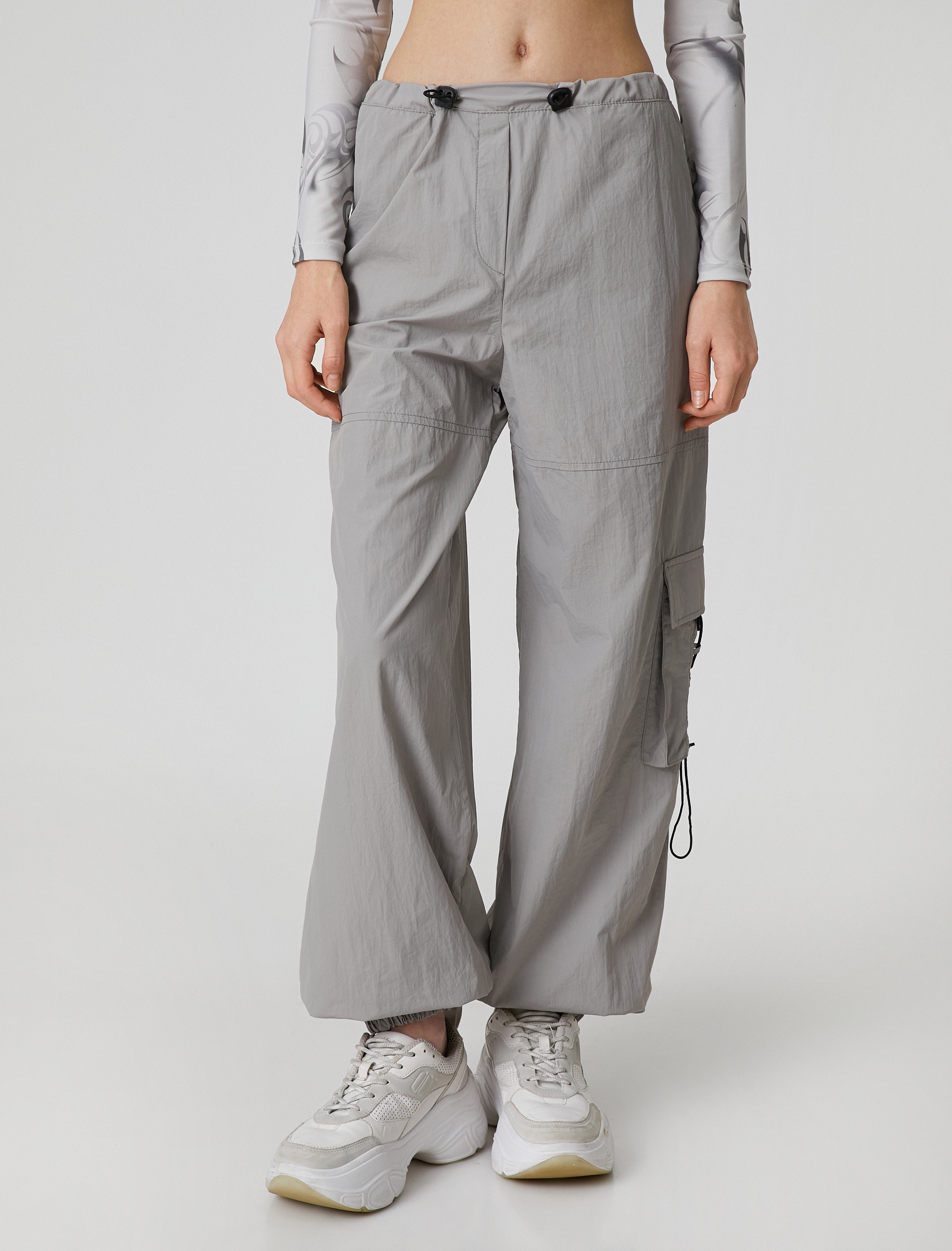   Paraşüt Pantolon Cep Detaylı Beli Paçası Lastikli