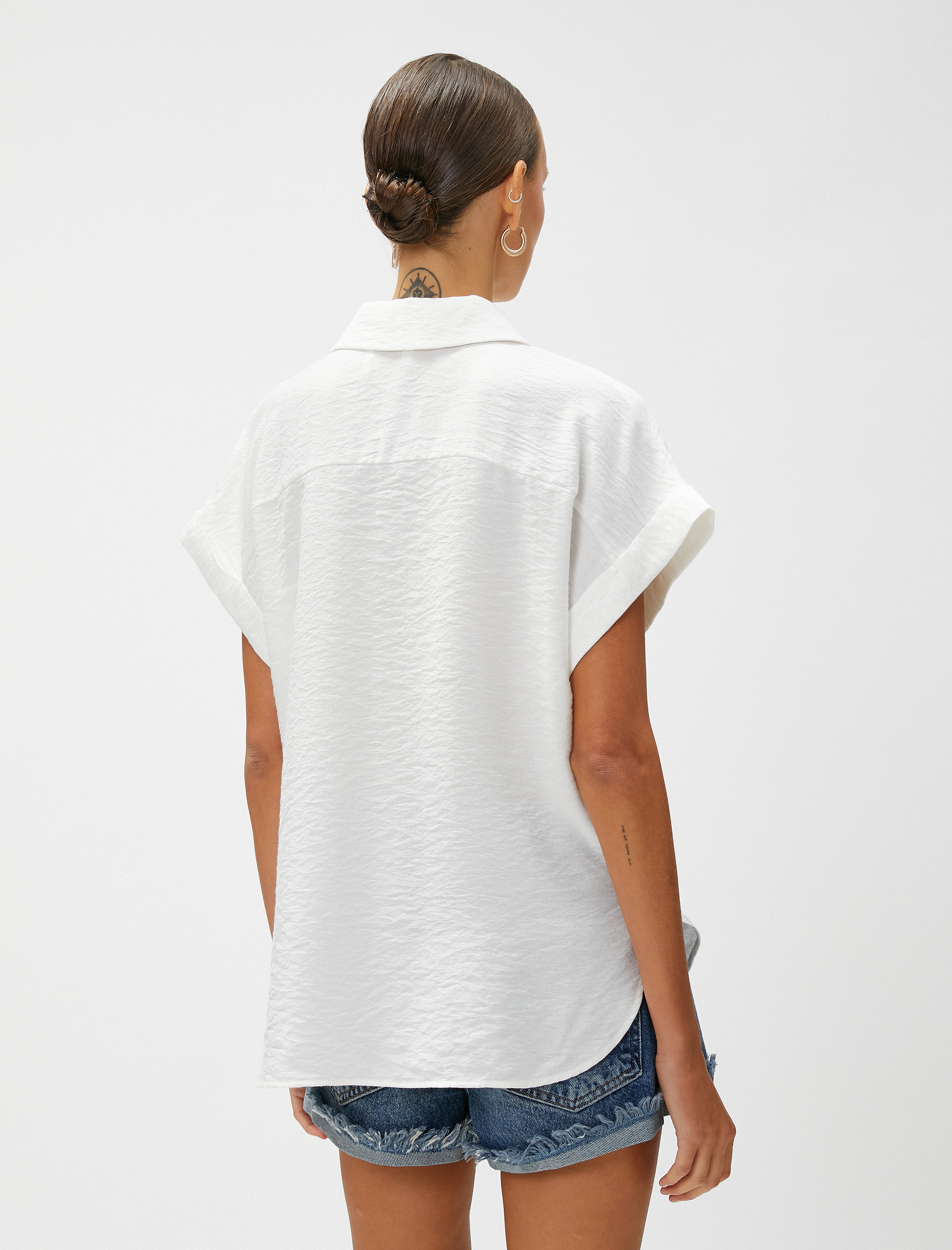   Kısa Kollu Gömlek Gizli Düğmeli