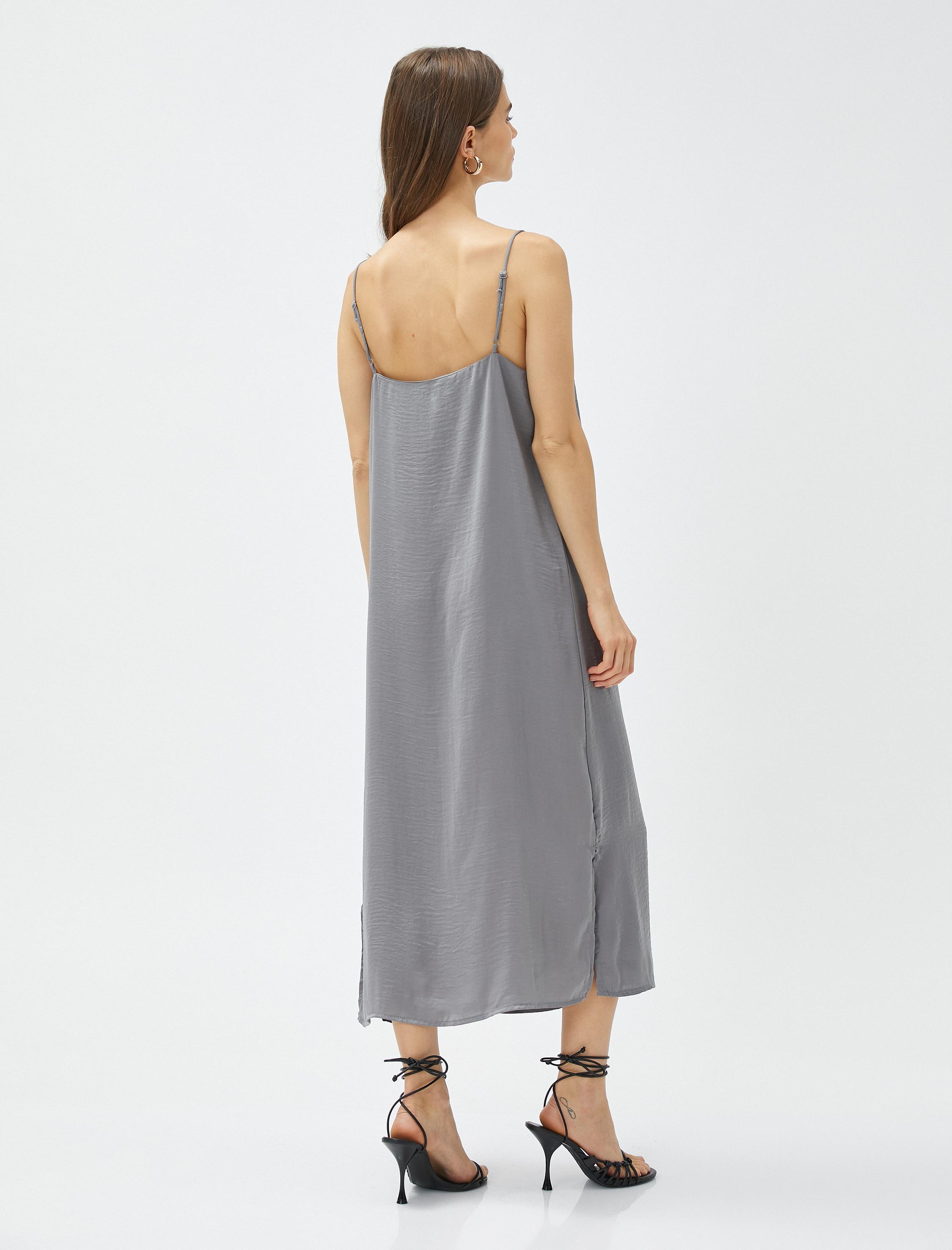   Midi Boy Elbise Ayarlanabilir Askılı Yırtmaçlı