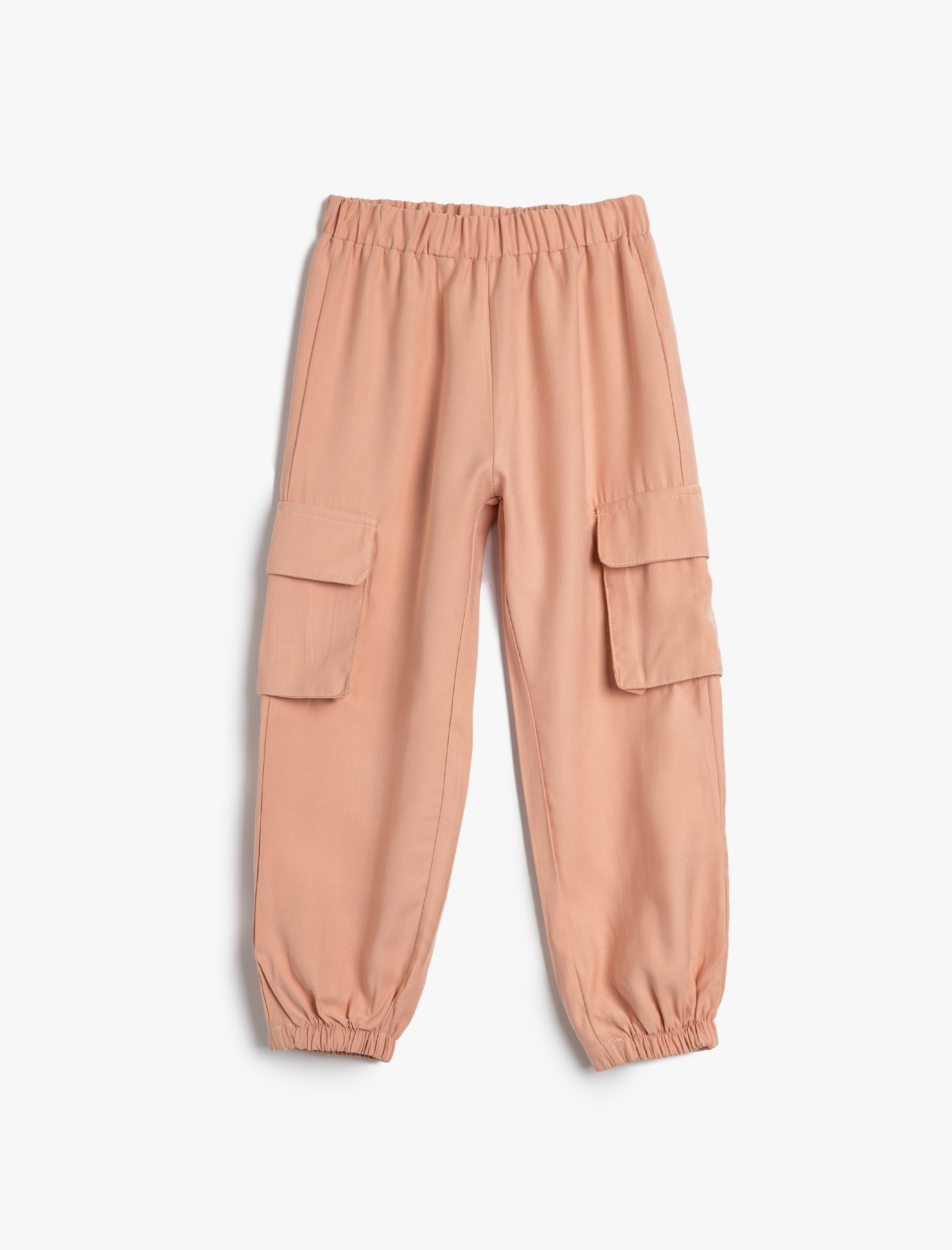  Kız Çocuk Paraşüt Pantolon Yanları Cepli Paçaları Elastik