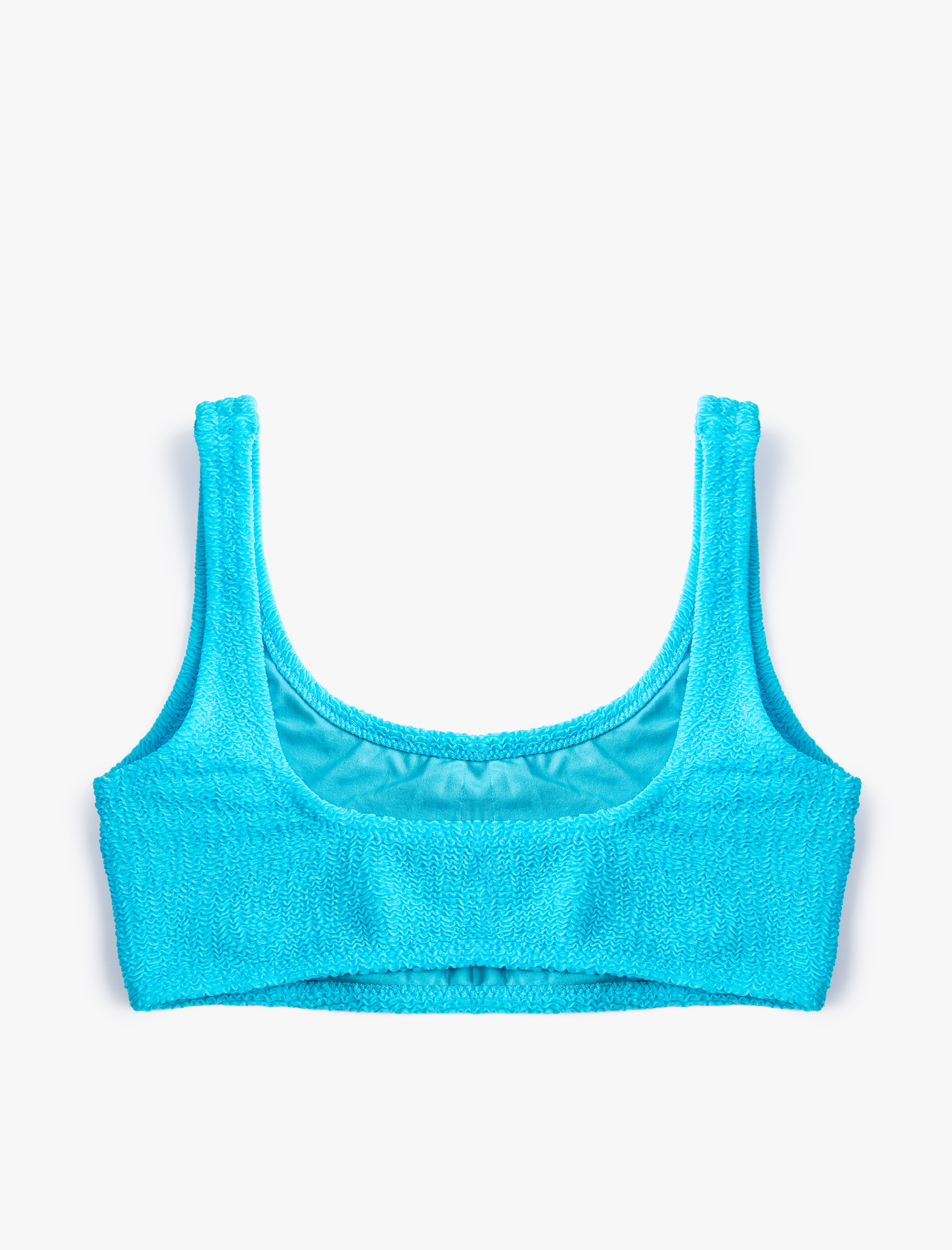   Bikini Üstü Dokulu U Yaka Kalın Askılı